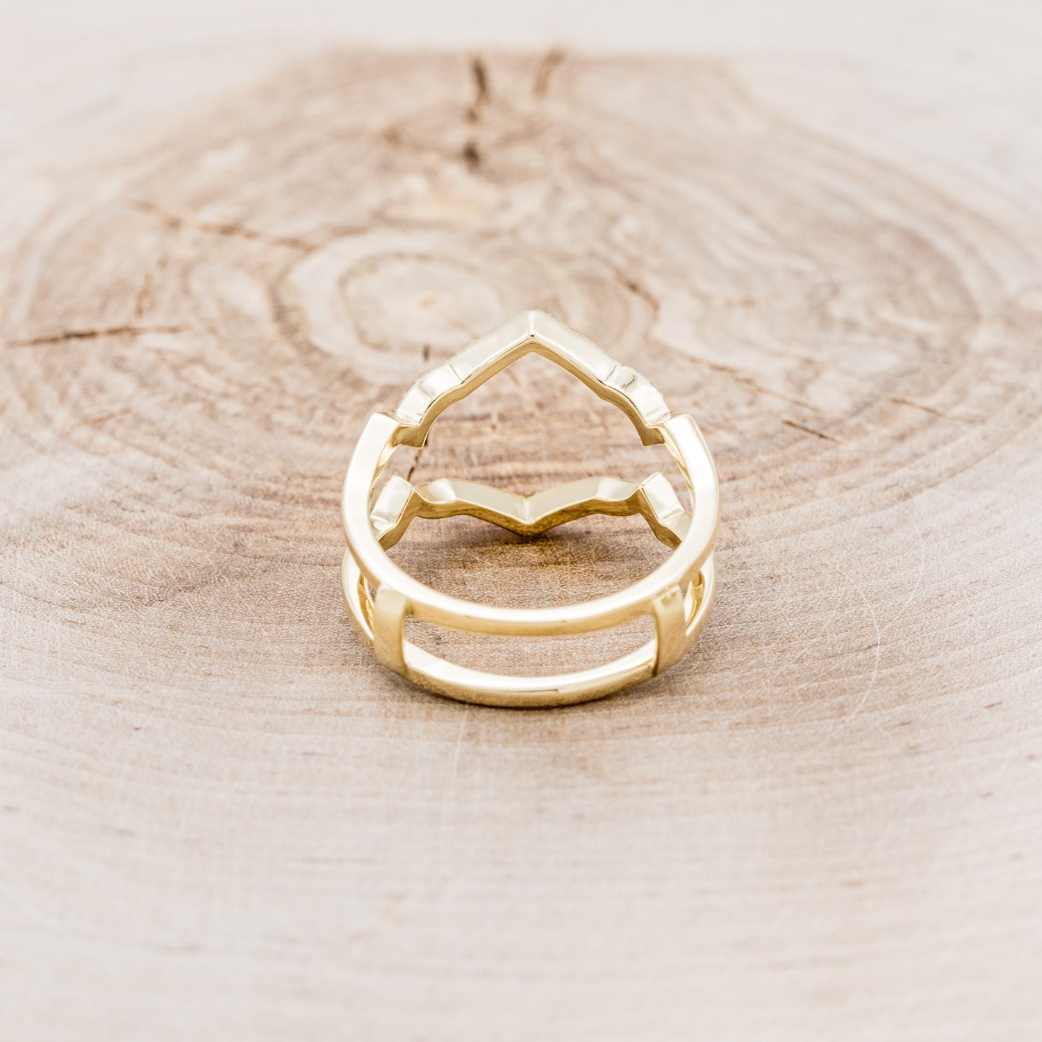 "LUCY IN THE SKY" - HEXAGON SALT & PEPPER DIAMOND ENGAGEMENT RING WITH DIAMOND ACCENTS, ANTLER INLAYS & RING GUARD-17