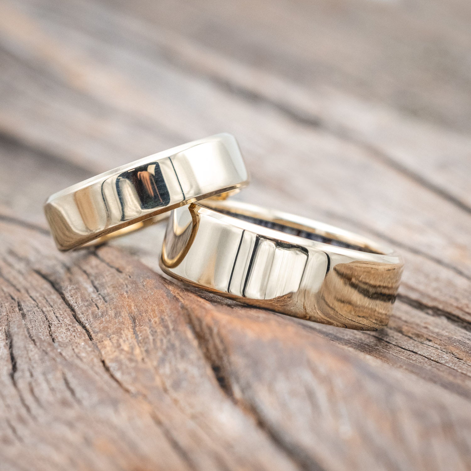 MATCHING SET OF ANTLER LINED WEDDING BANDS-Staghead Designs