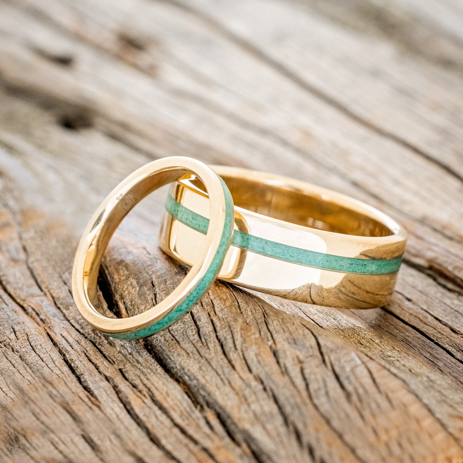 "VERTIGO" - MATCHING SET OF MALACHITE WEDDING BANDS-15