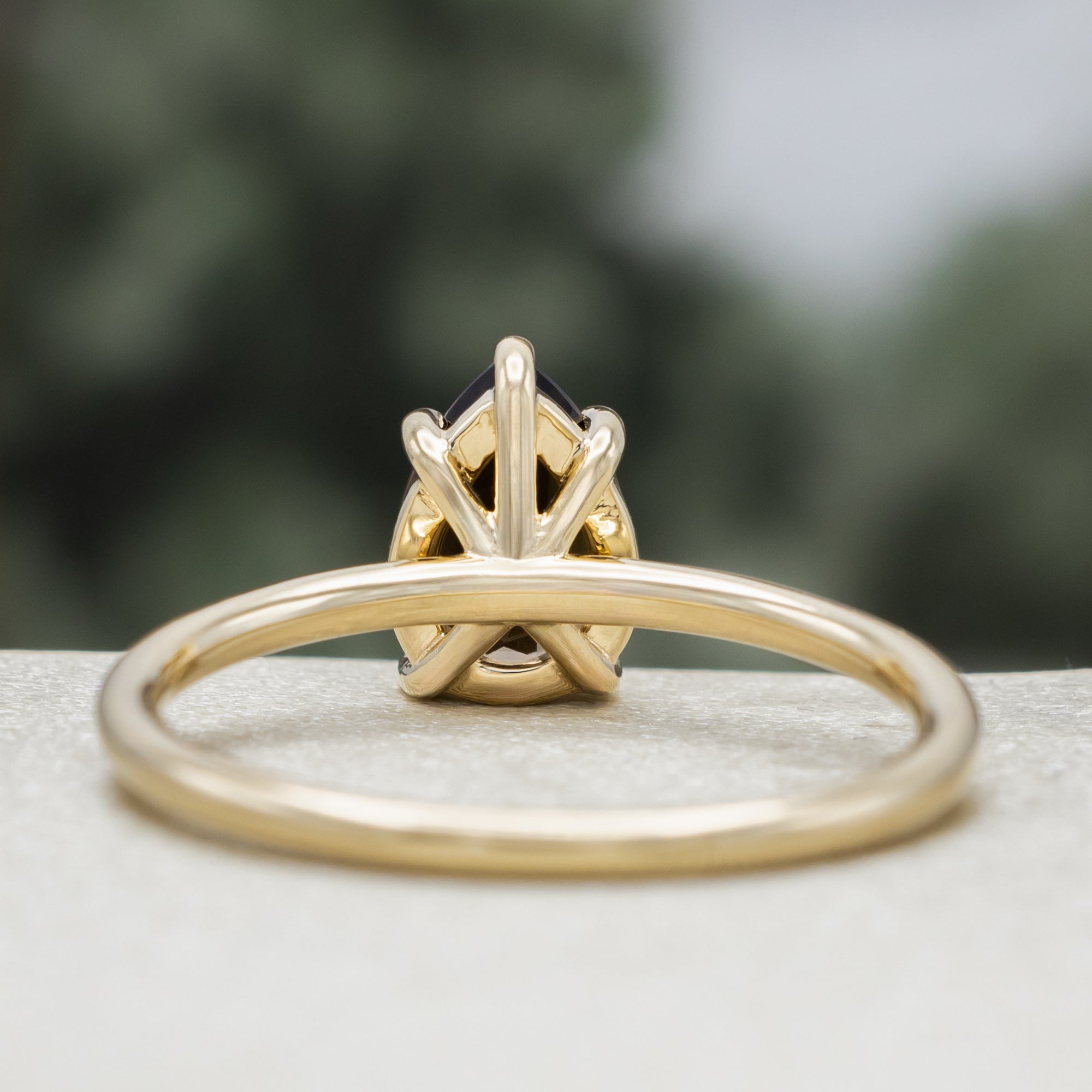 "Maven" - Claw Prong Pear Cut Smoky Quartz Solitaire Engagement Ring-Staghead Designs