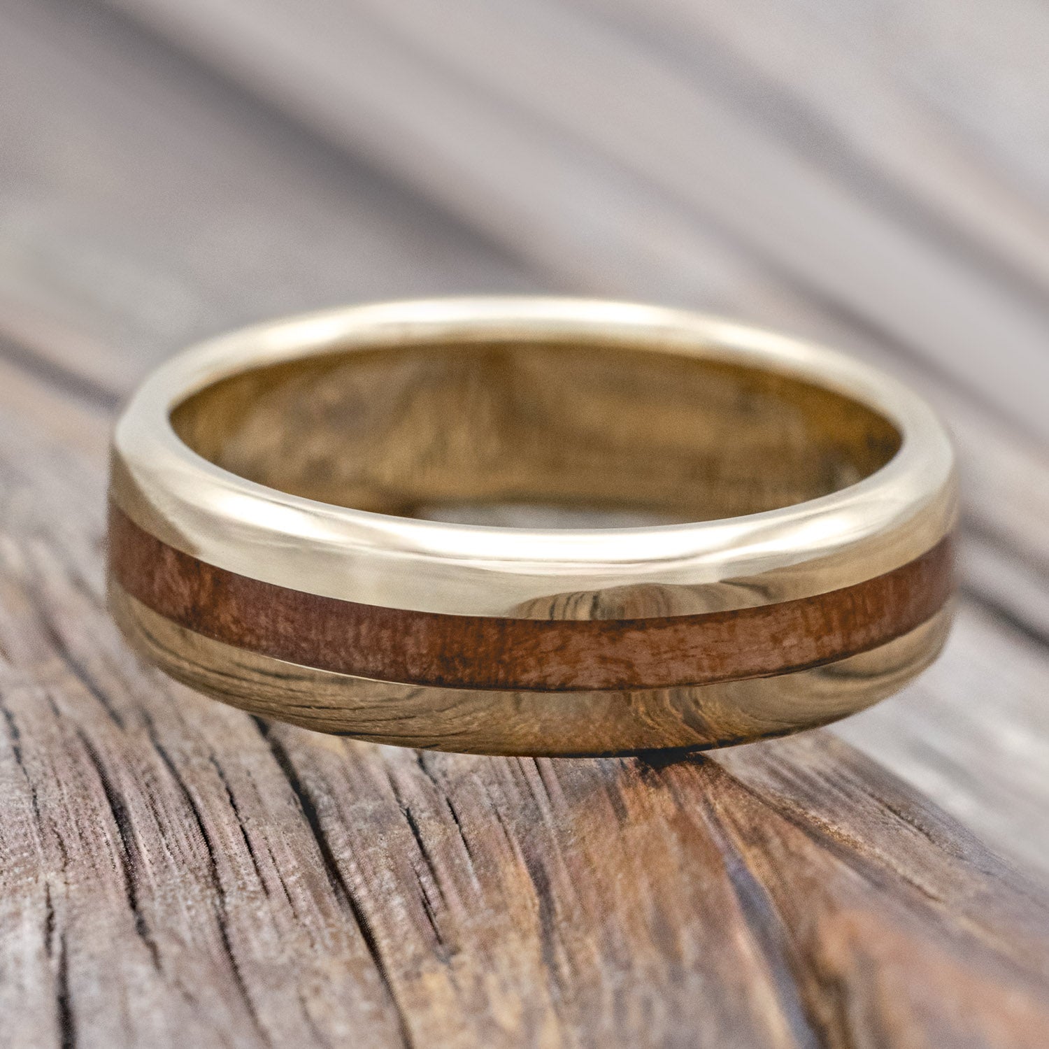 "NIRVANA" - CENTERED REDWOOD WEDDING RING-Staghead Designs