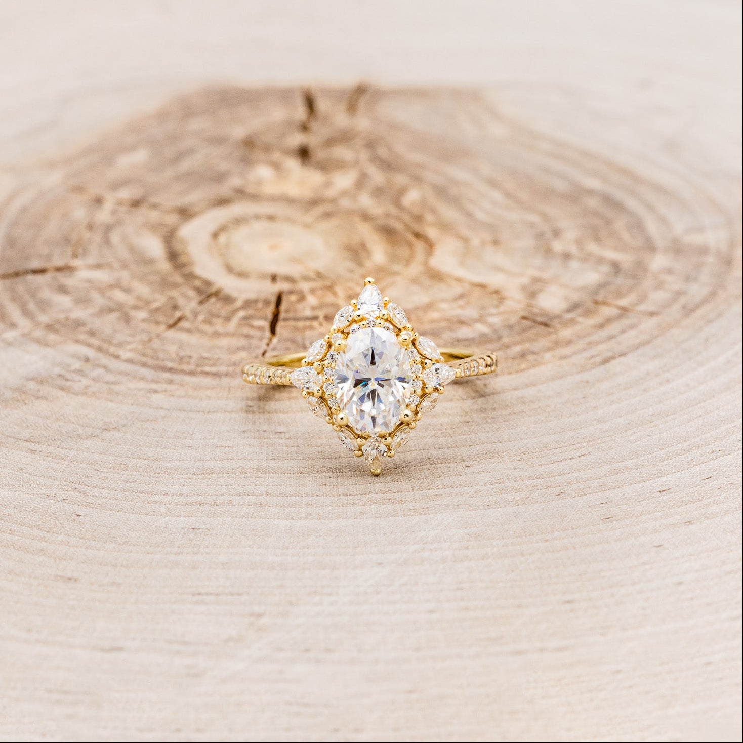 "NORTH STAR" - BRILLIANT CUT OVAL MOISSANITE ENGAGEMENT RING WITH DIAMOND ACCENTS & DIAMOND TRACER-4