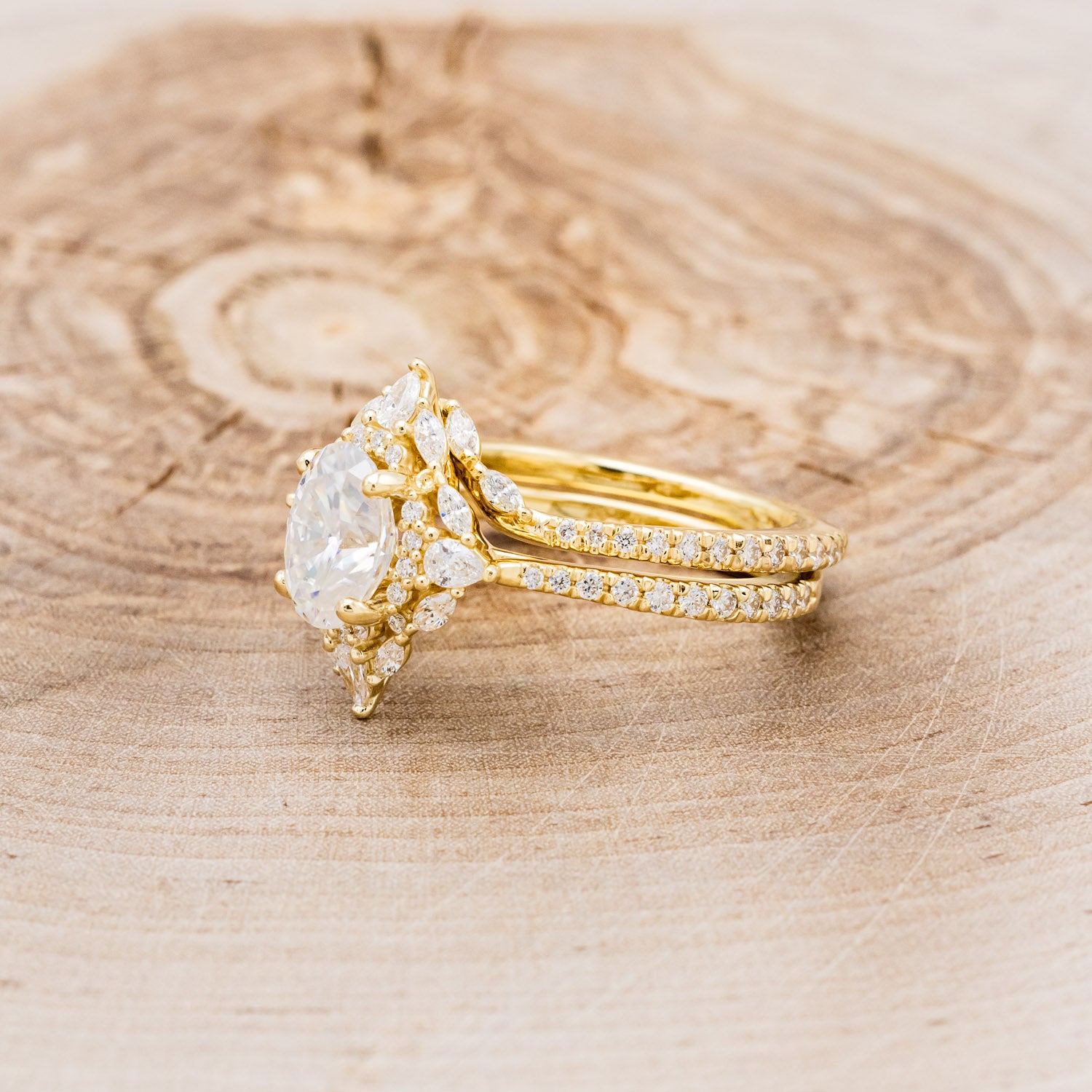"NORTH STAR" - BRILLIANT CUT OVAL MOISSANITE ENGAGEMENT RING WITH DIAMOND ACCENTS & DIAMOND TRACER-9