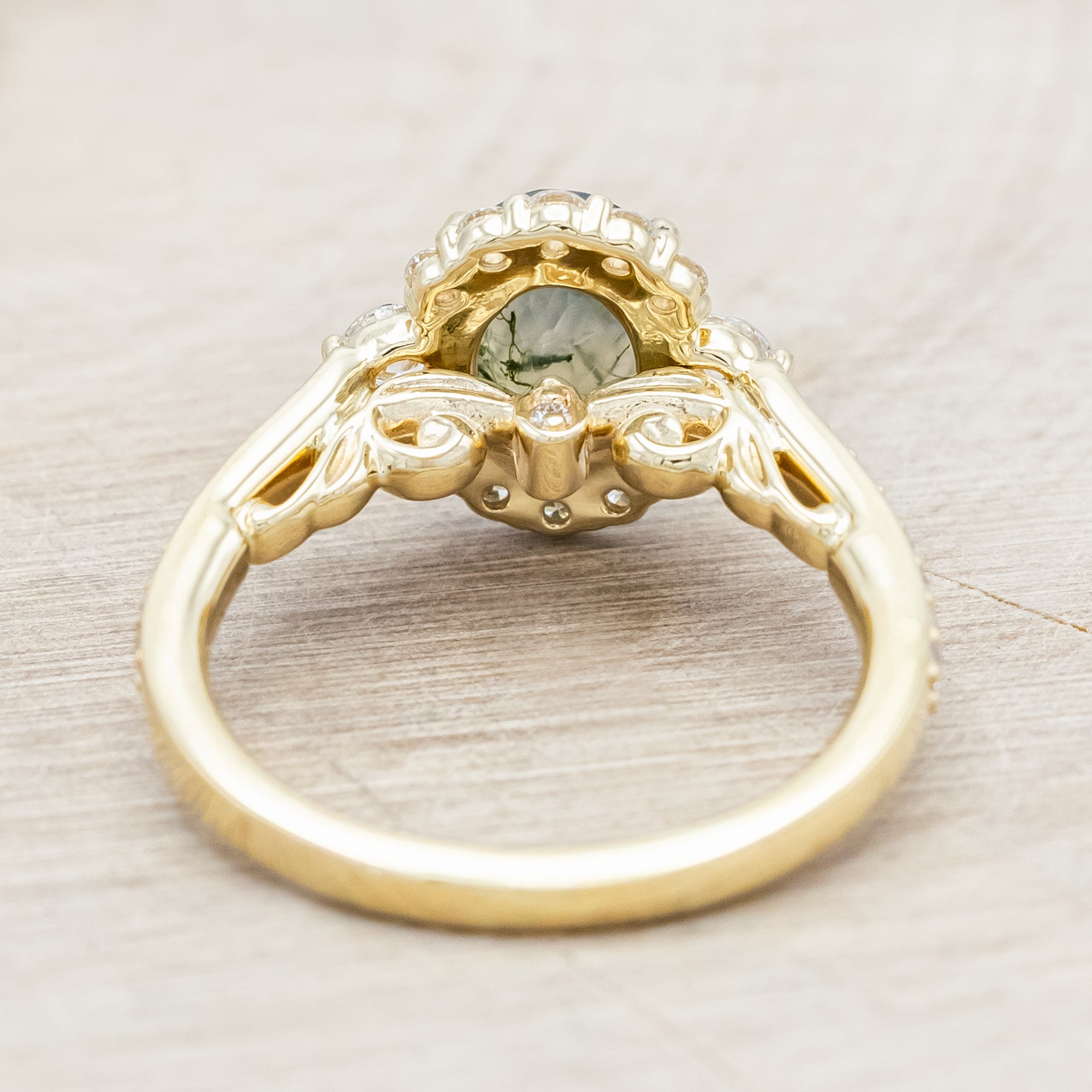 "OPHELIA" - OVAL CUT ENGAGEMENT RING WITH DIAMOND HALO & ACCENTS-Staghead Designs