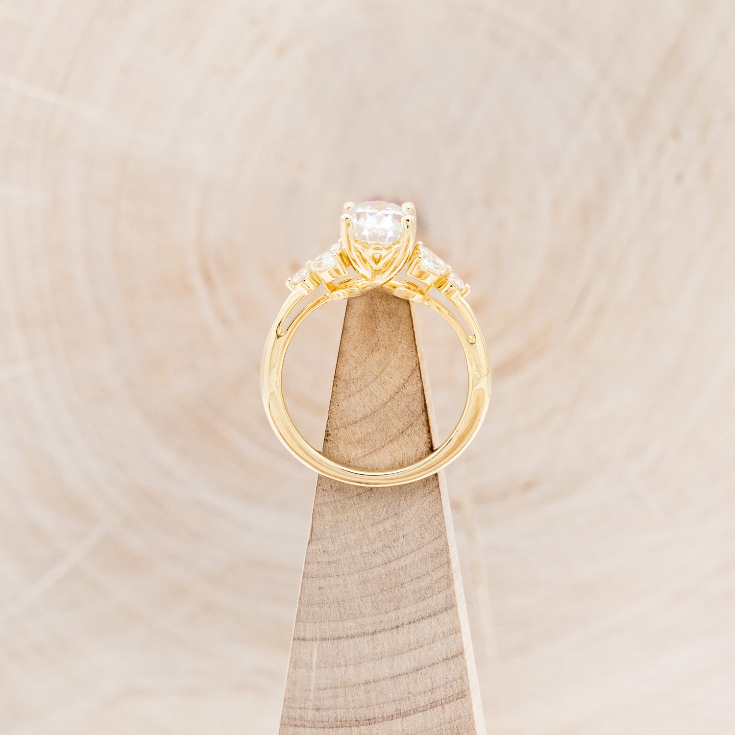 "BLOSSOM" - OVAL MOISSANITE ENGAGEMENT RING WITH LEAF-SHAPED DIAMOND ACCENTS-6