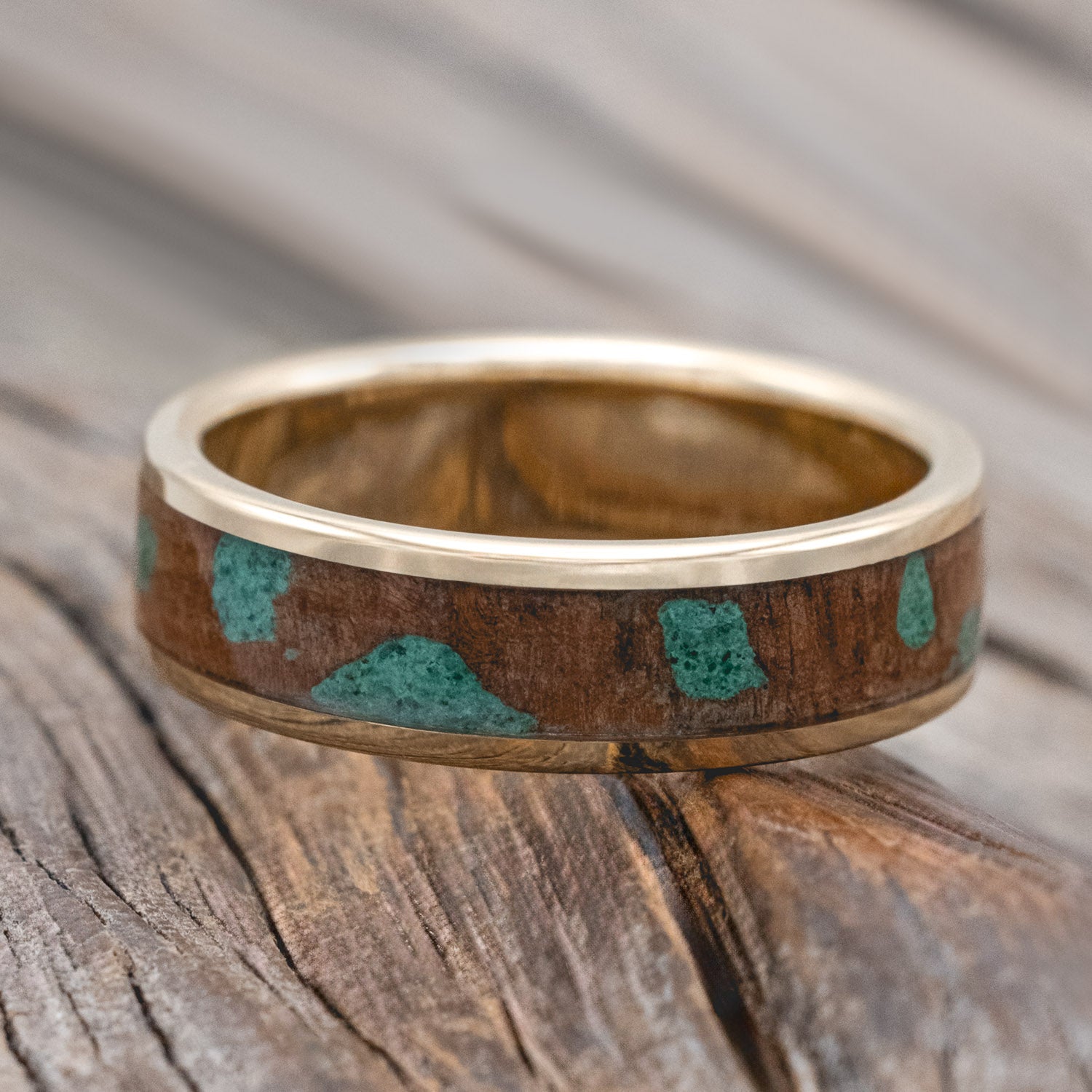 "RAINIER" - REDWOOD & MALACHITE WEDDING BAND-Staghead Designs