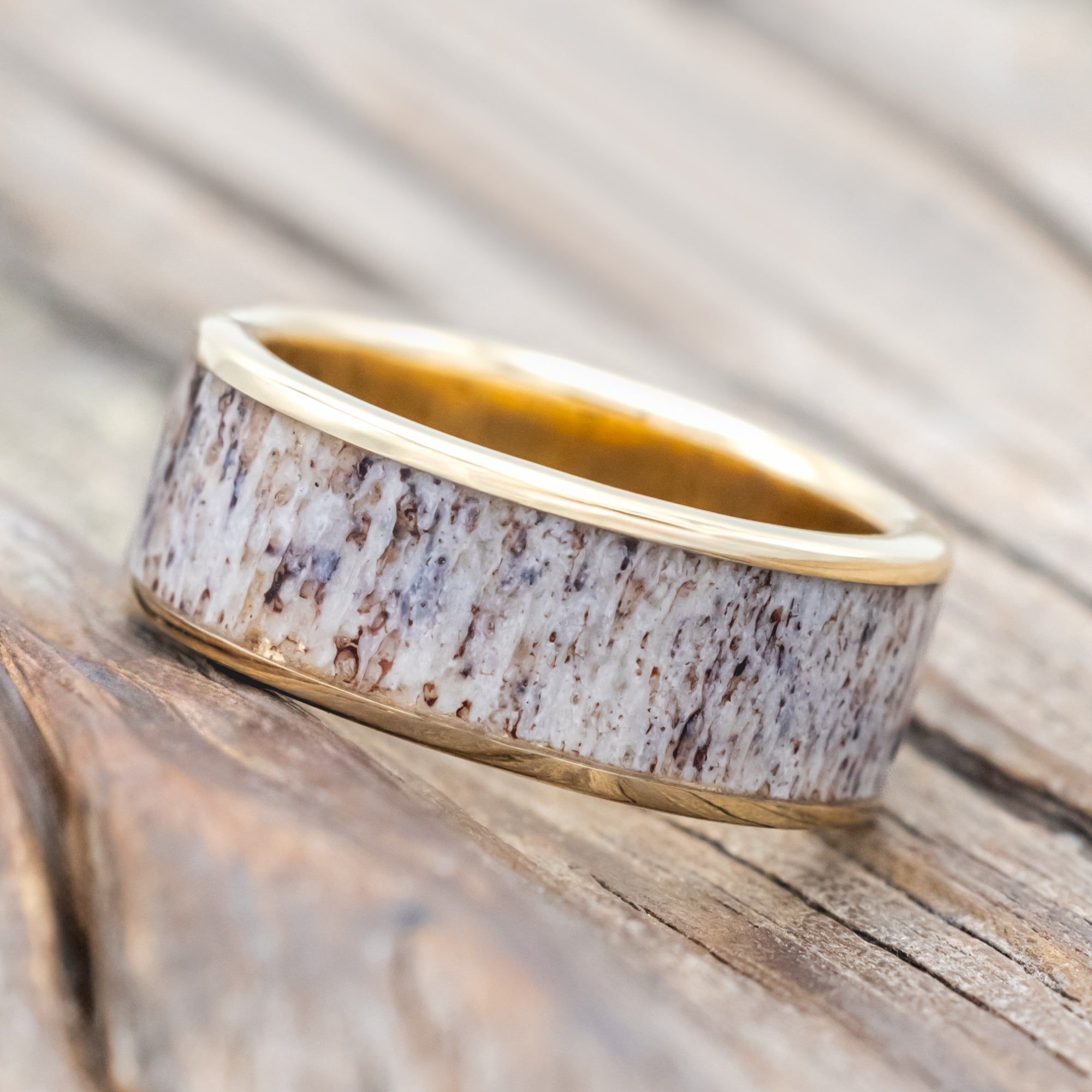 "RAINIER" - MATCHING SET OF ANTLER WEDDING BANDS-Staghead Designs
