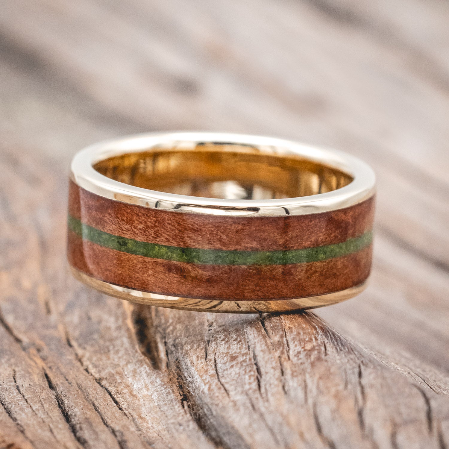 "RAINIER" - REDWOOD & MOSS WEDDING BAND-Staghead Designs