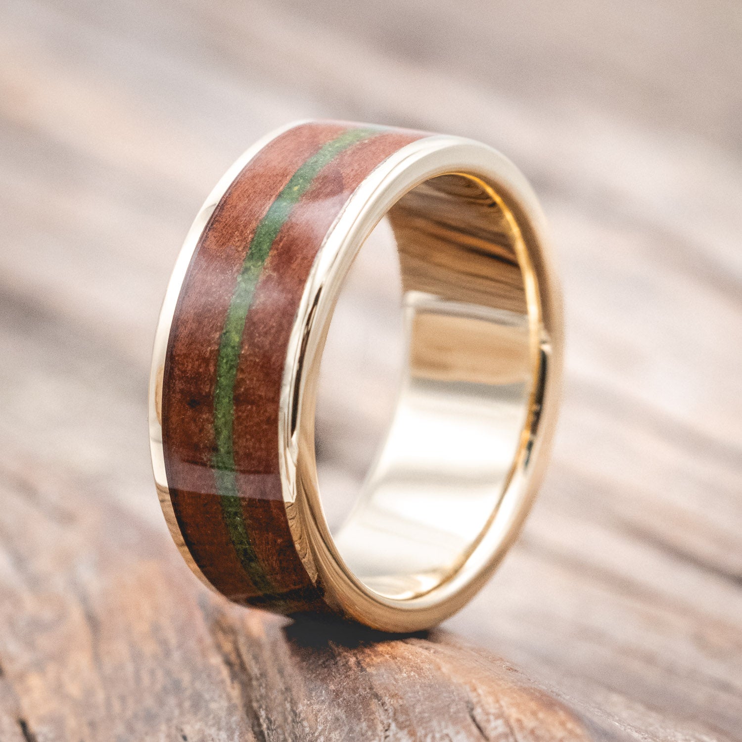 "RAINIER" - REDWOOD & MOSS WEDDING BAND-Staghead Designs