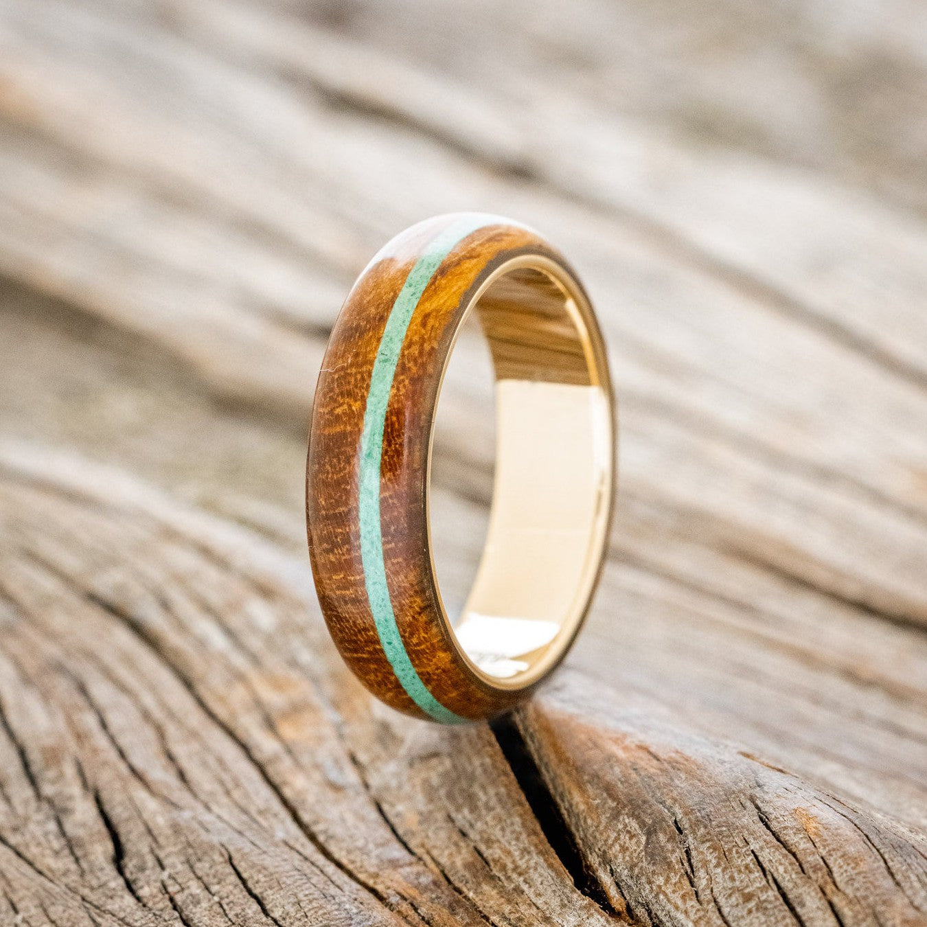 "REMMY" - REDWOOD & MALACHITE WEDDING RING-4