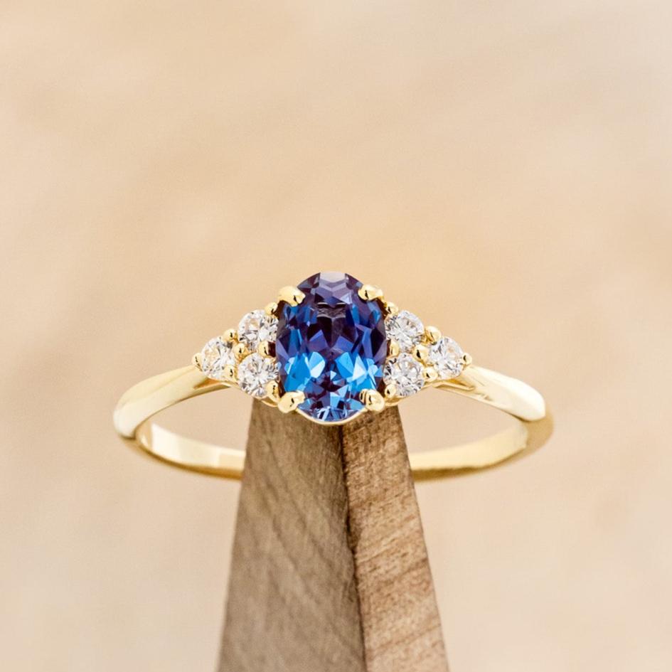 "RHEA" - OVAL LAB-GROWN ALEXANDRITE ENGAGEMENT RING WITH DIAMOND ACCENTS-14