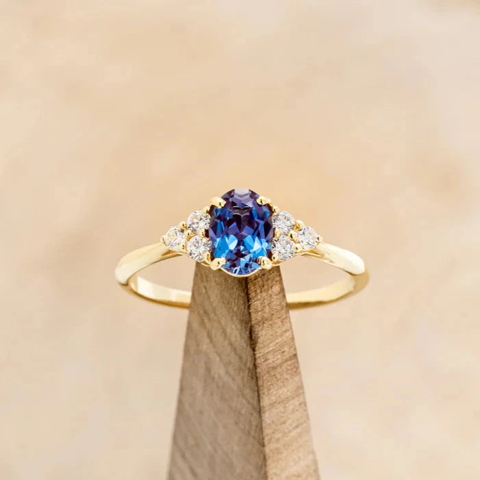 "RHEA" - OVAL CUT ENGAGEMENT RING WITH DIAMOND ACCENTS-Staghead Designs