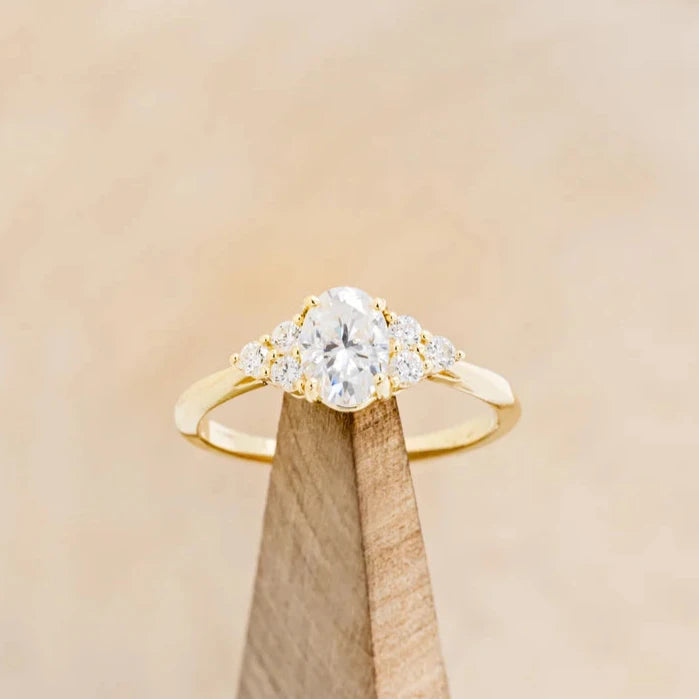 "RHEA" - OVAL CUT ENGAGEMENT RING WITH DIAMOND ACCENTS-Staghead Designs