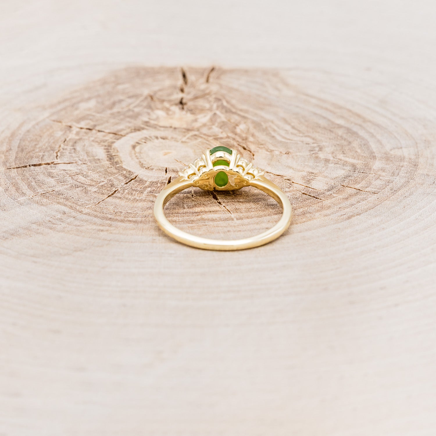 "RHEA" - OVAL JADE ENGAGEMENT RING WITH DIAMOND ACCENTS-5