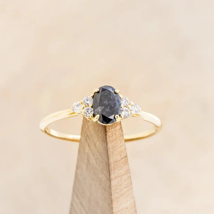 "RHEA" - OVAL CUT ENGAGEMENT RING WITH DIAMOND ACCENTS-Staghead Designs