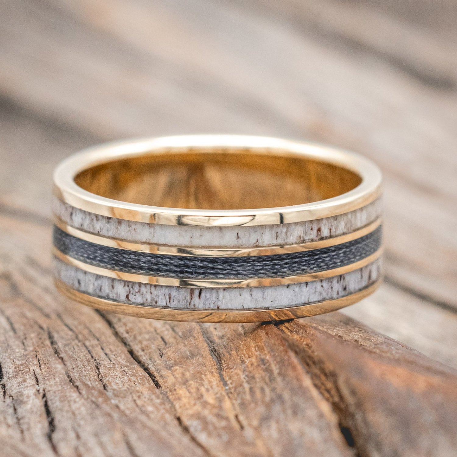 "RIO" - ANTLER & FISHING LINE WEDDING BAND-Staghead Designs