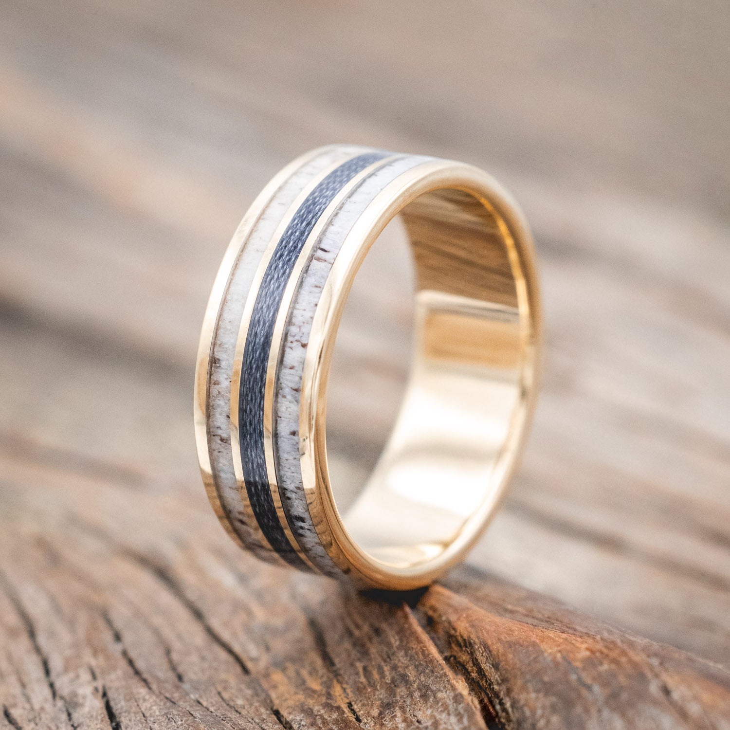 "RIO" - ANTLER & FISHING LINE WEDDING BAND-Staghead Designs