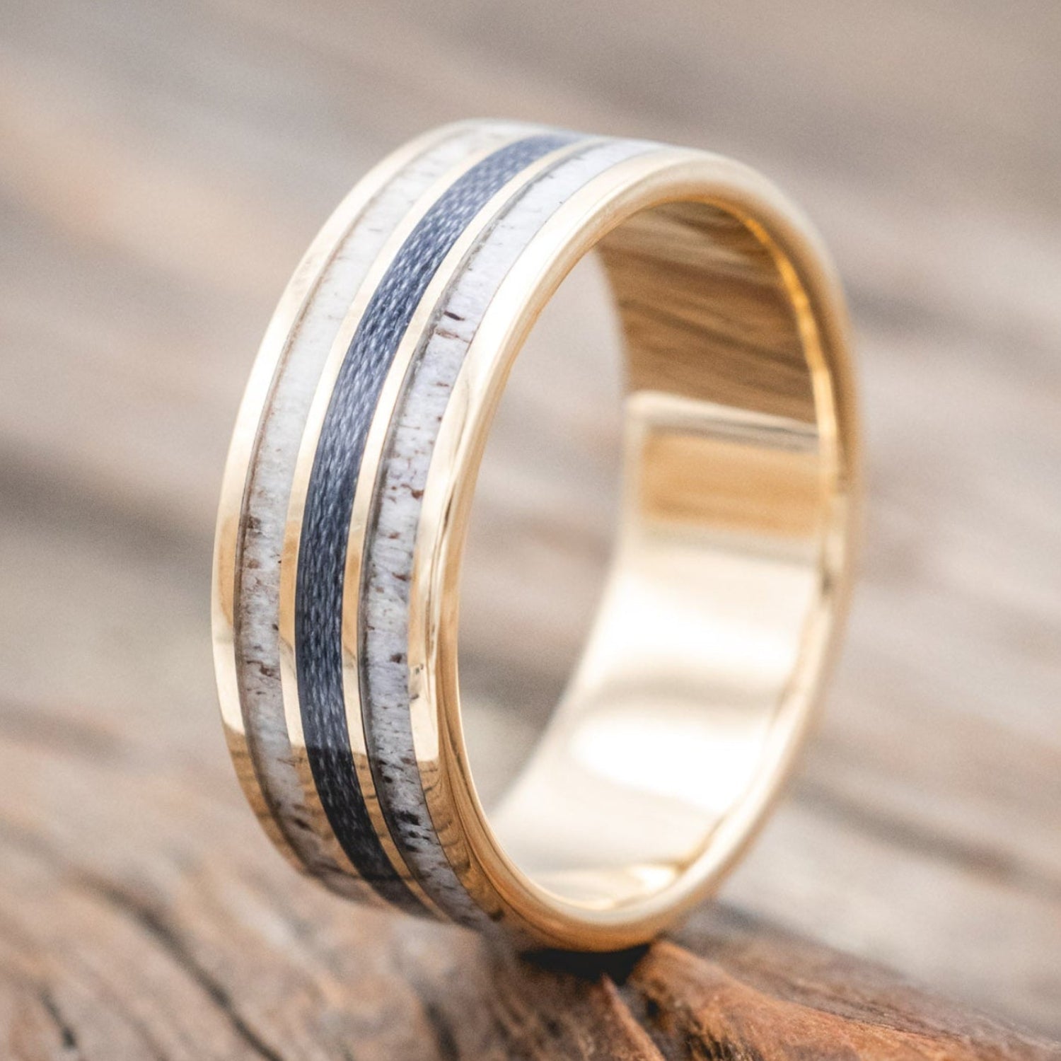"RIO" - ANTLER & FISHING LINE WEDDING BAND-Staghead Designs