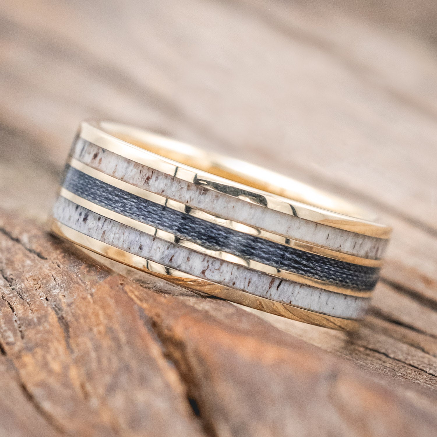 "RIO" - ANTLER & FISHING LINE WEDDING BAND-Staghead Designs