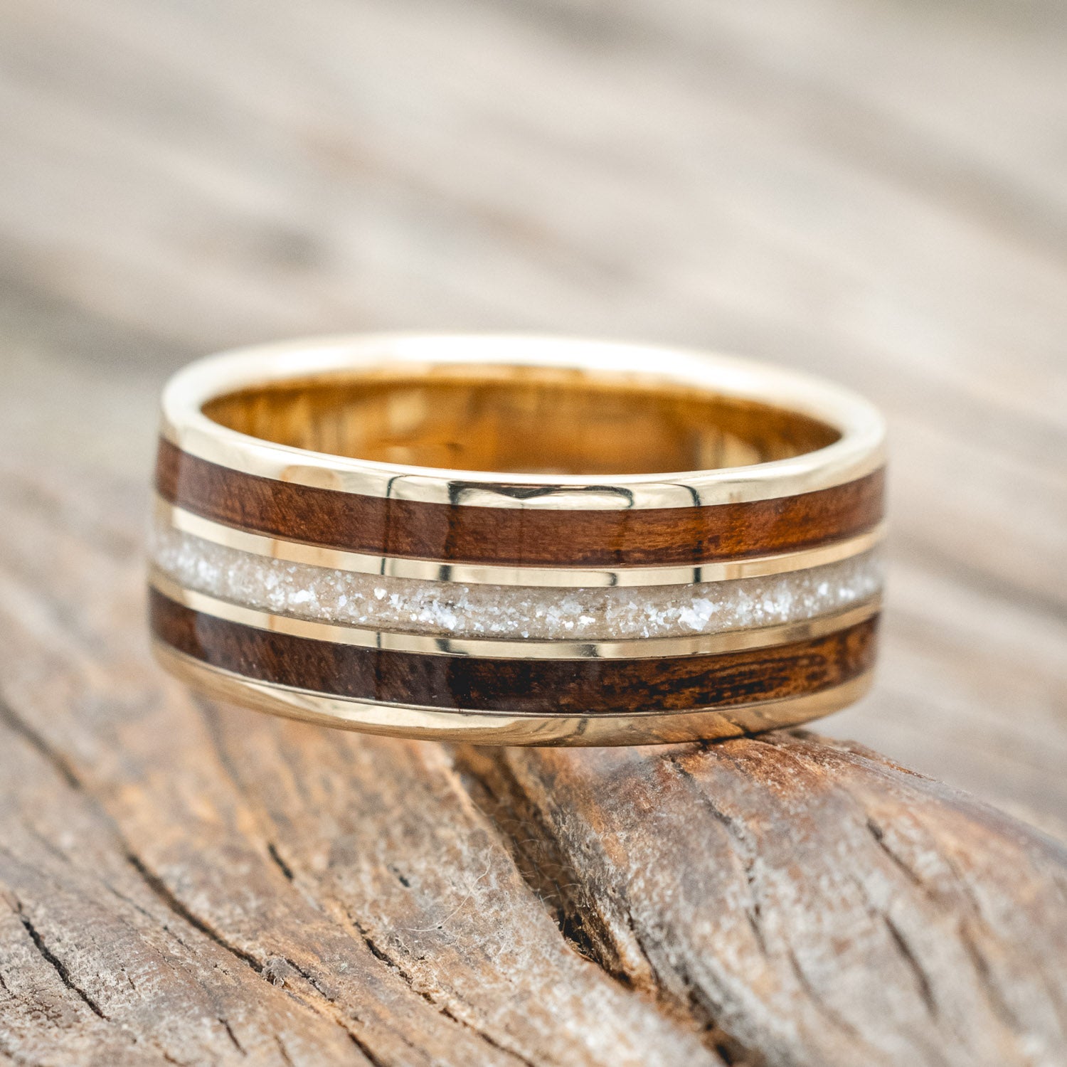 "RIO" - DIAMOND DUST & KOA WOOD WEDDING RING-Staghead Designs