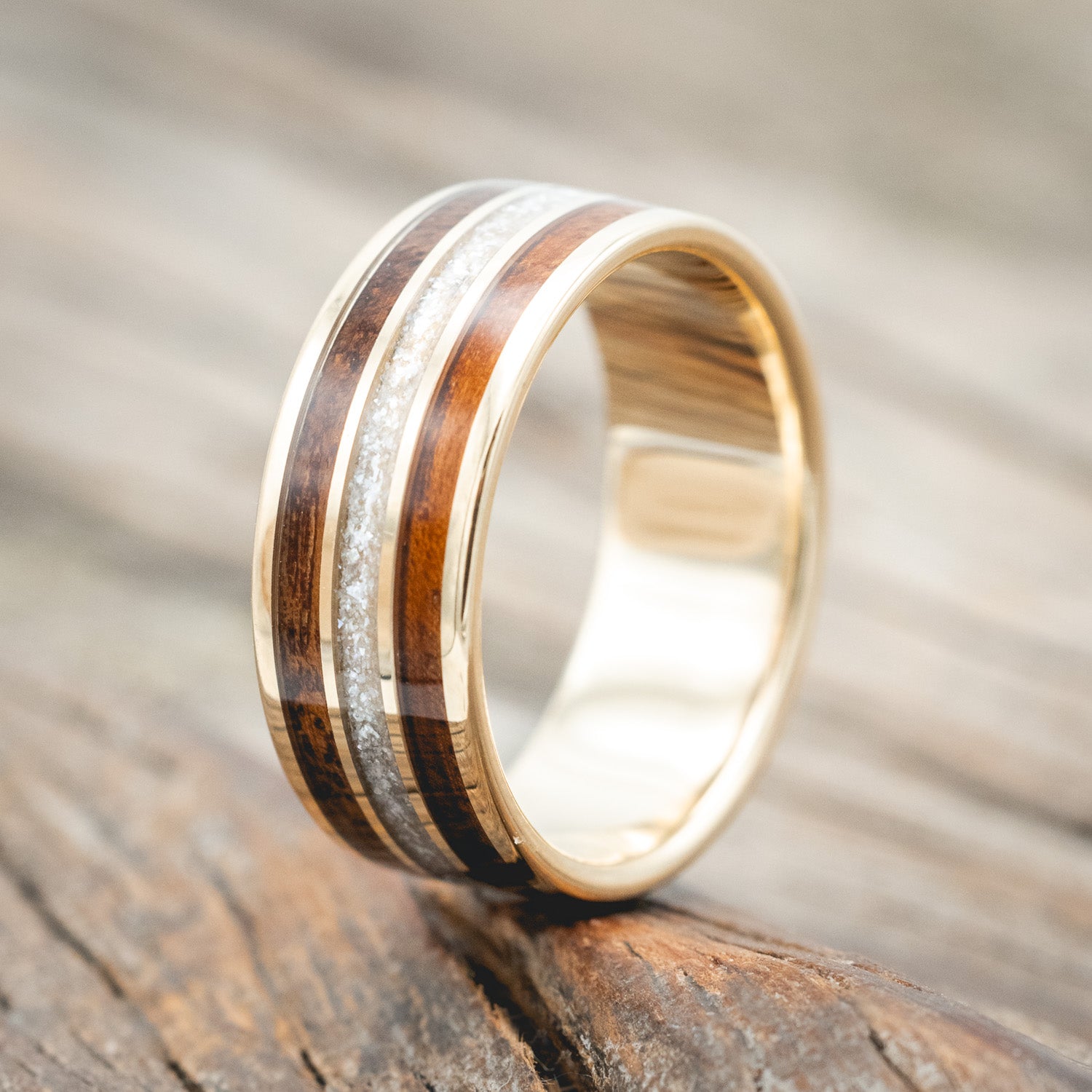 "RIO" - DIAMOND DUST & KOA WOOD WEDDING RING-Staghead Designs