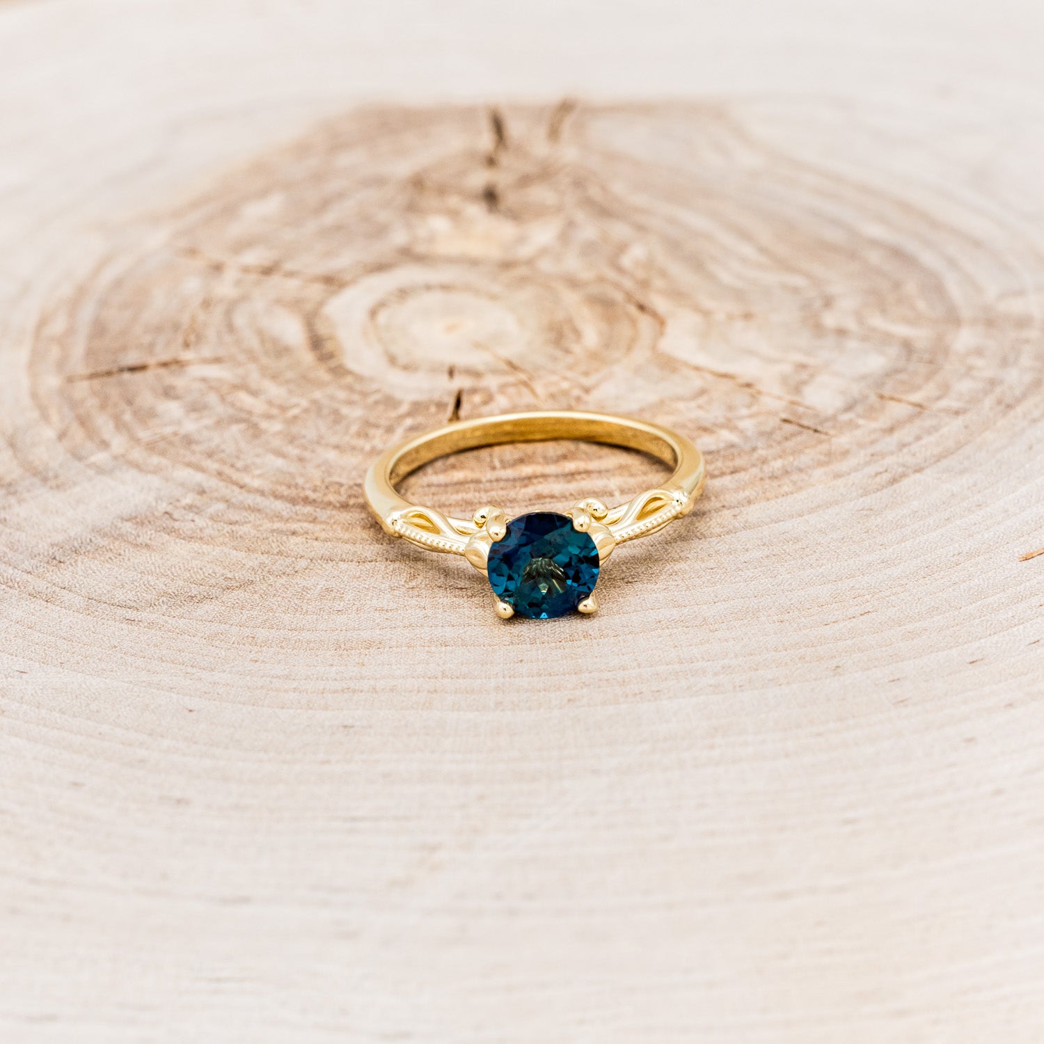 "ROSEMARY" - FLORAL-STYLE ENGAGEMENT RING WITH ROUND CUT LAB-GROWN ALEXANDRITE-4