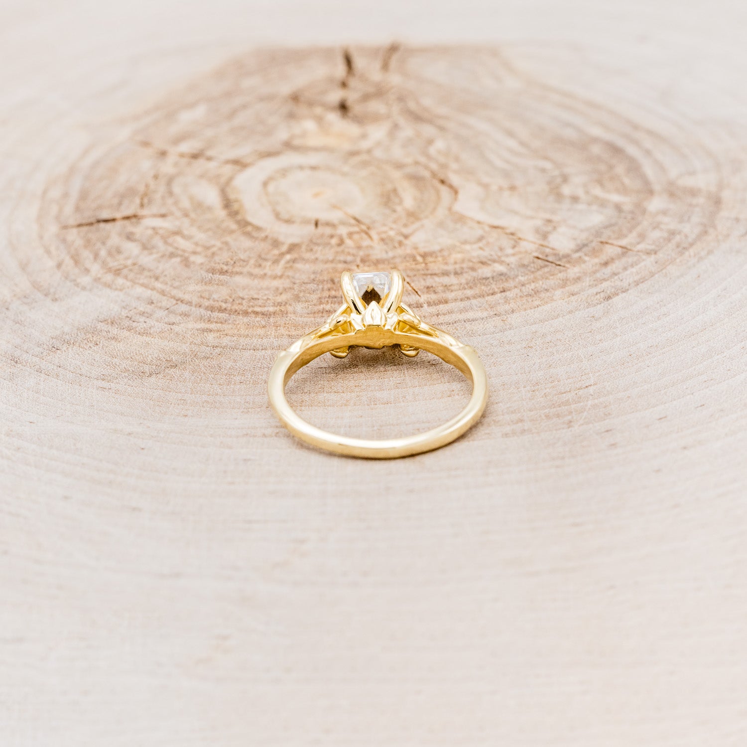 "ROSEMARY" - FLORAL-STYLE ENGAGEMENT RING WITH EMERALD CUT MOISSANITE-4