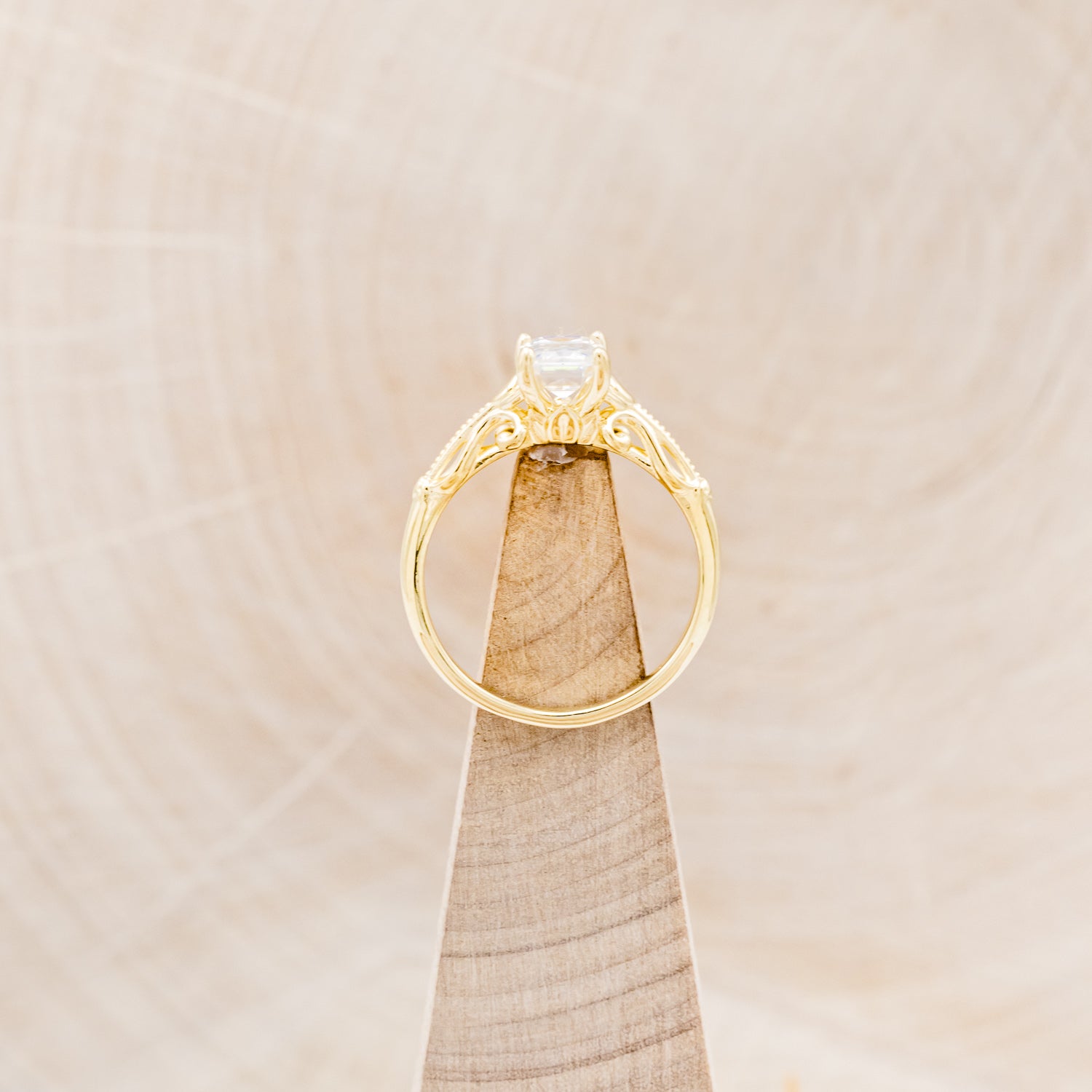 "ROSEMARY" - FLORAL-STYLE ENGAGEMENT RING WITH EMERALD CUT MOISSANITE-5