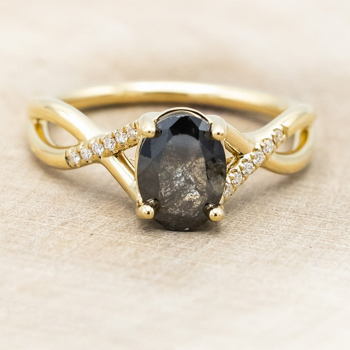 "Roslyn" - Salt & Pepper Diamond Engagement Ring With Diamond Accents-Staghead Designs