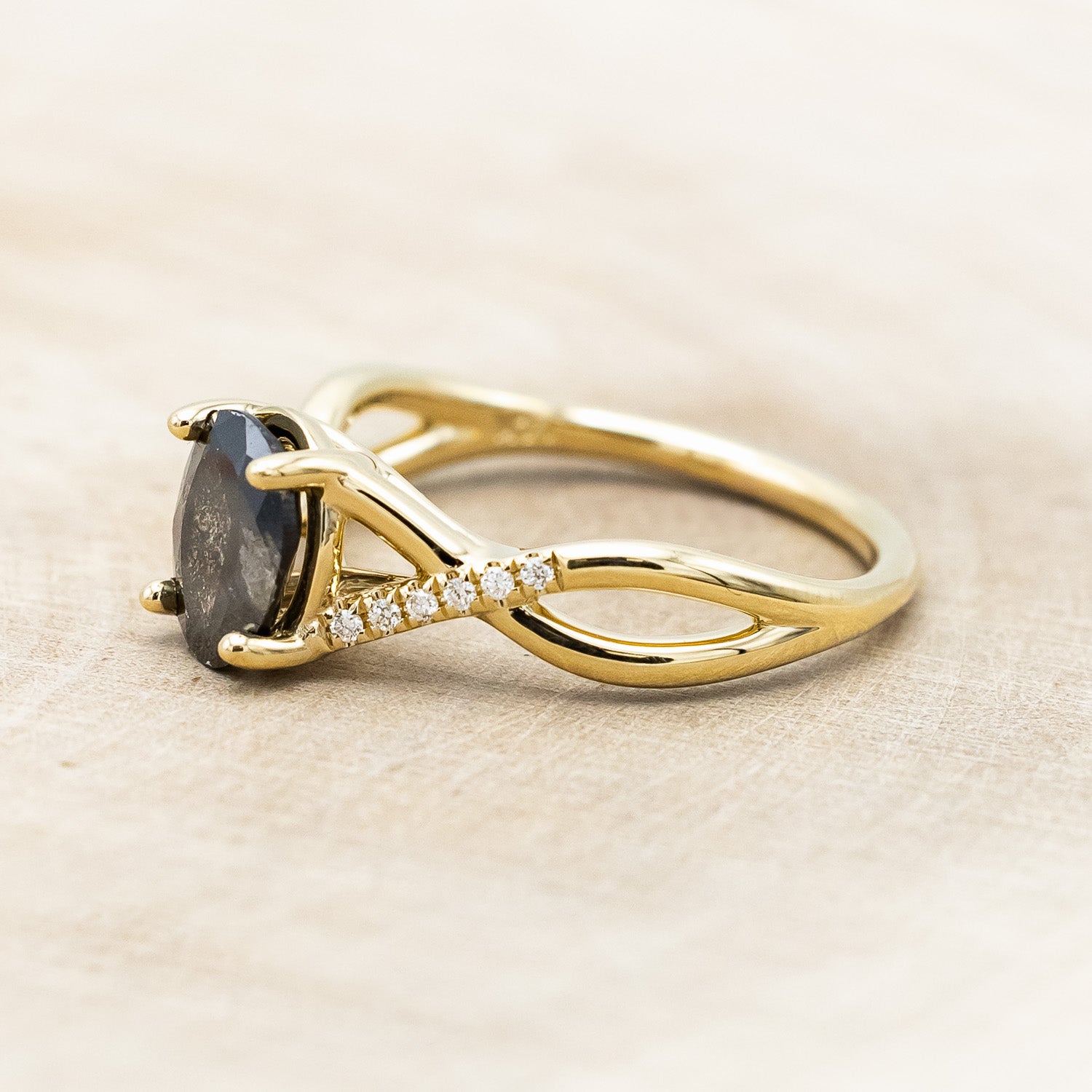 "Roslyn" - Salt & Pepper Diamond Engagement Ring With Diamond Accents-Staghead Designs