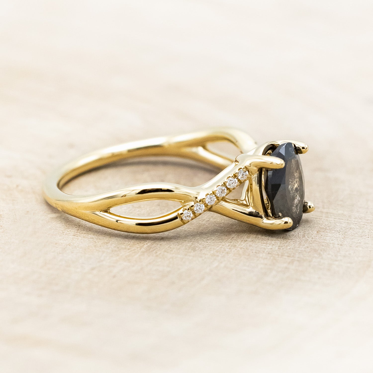 "Roslyn" - Salt & Pepper Diamond Engagement Ring With Diamond Accents-Staghead Designs