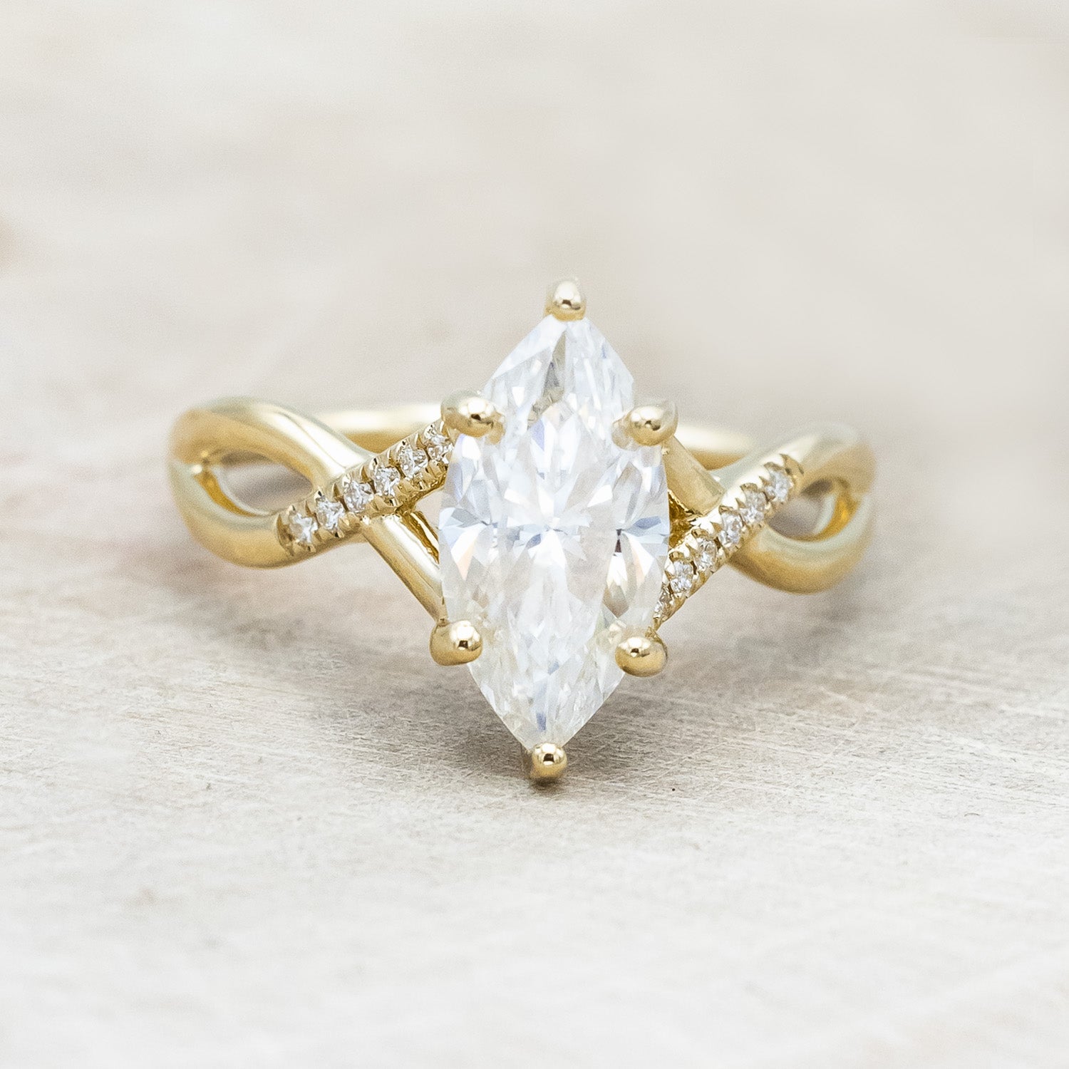 "ROSLYN" - MARQUISE CUT MOISSANITE ENGAGEMENT RING WITH DIAMOND ACCENTS-Staghead Designs