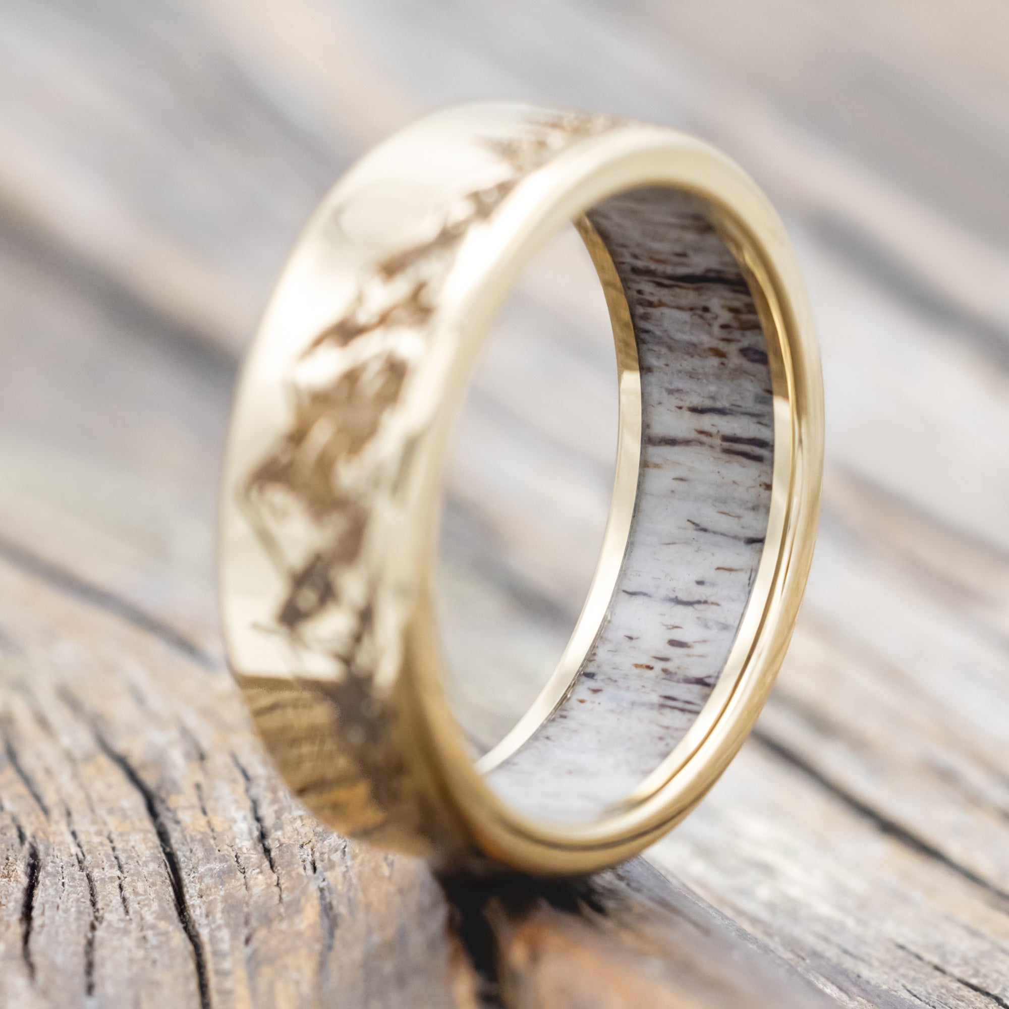 "ROSS" - MOUNTAIN & FOREST ENGRAVED WEDDING BAND WITH CUSTOM LINING-Staghead Designs