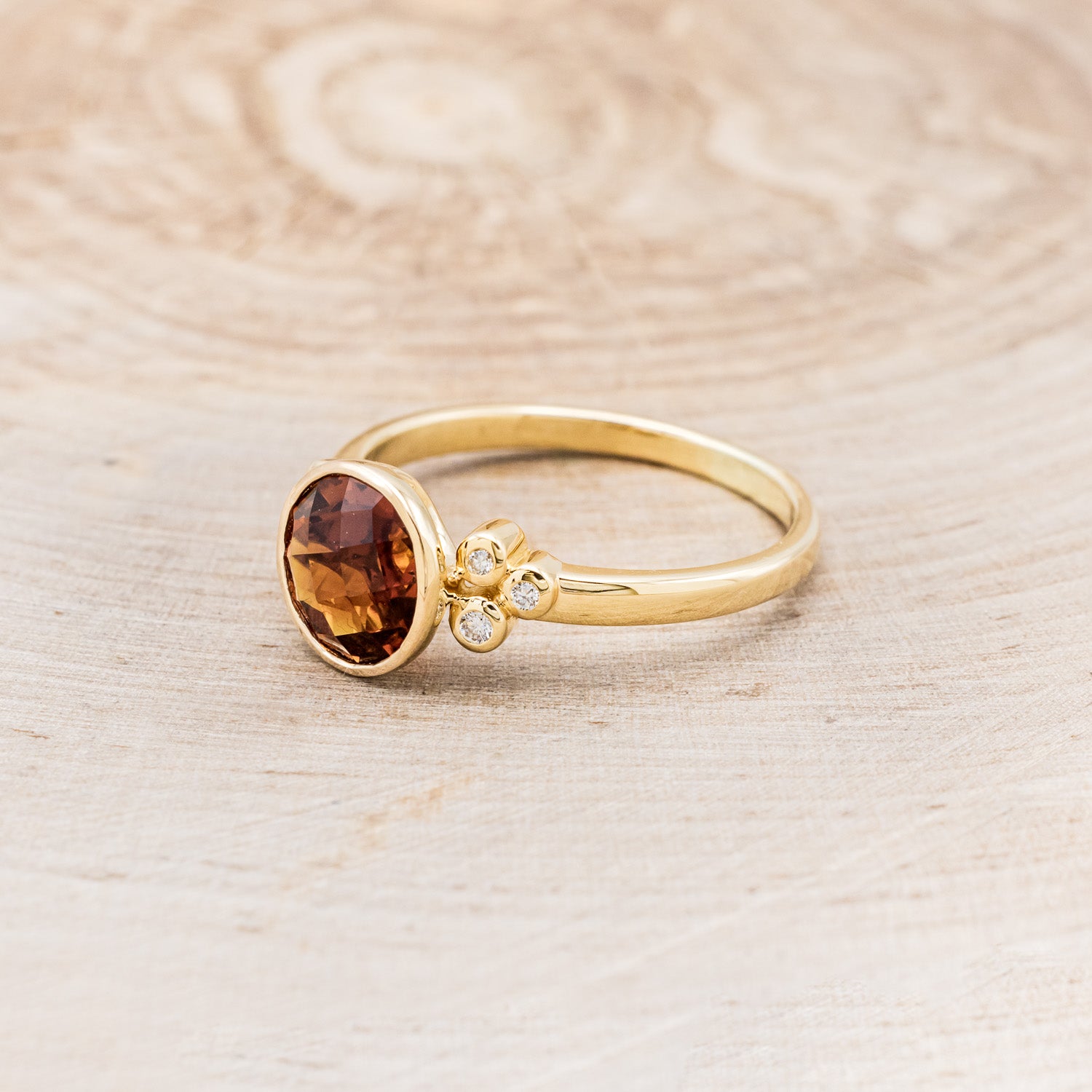ROUND CUT CITRINE ENGAGEMENT RING WITH DIAMONDS ACCENTS-3