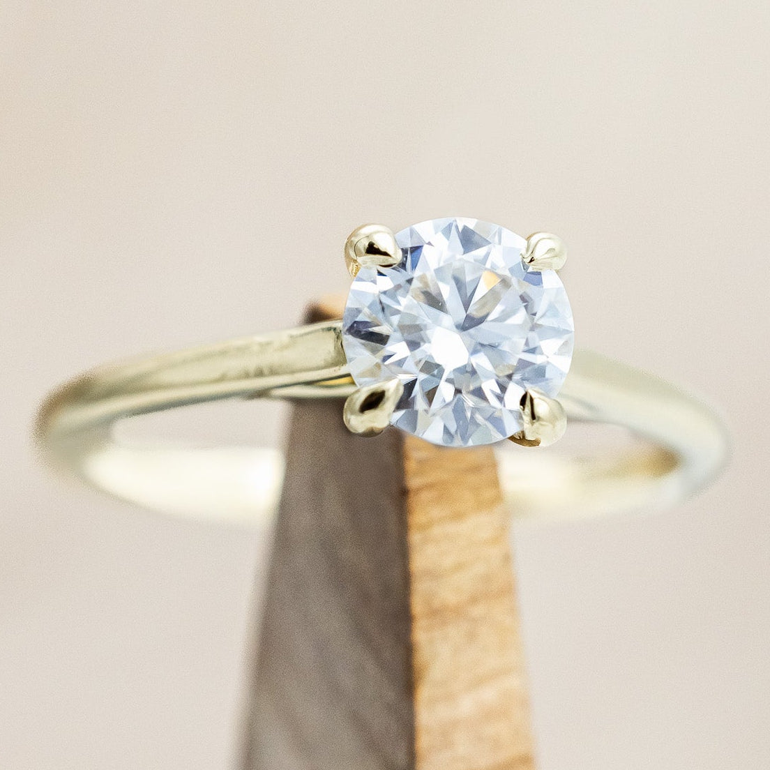 4 PRONG ROUND CUT MOISSANITE SOLITAIRE ENGAGEMENT RING-Staghead Designs