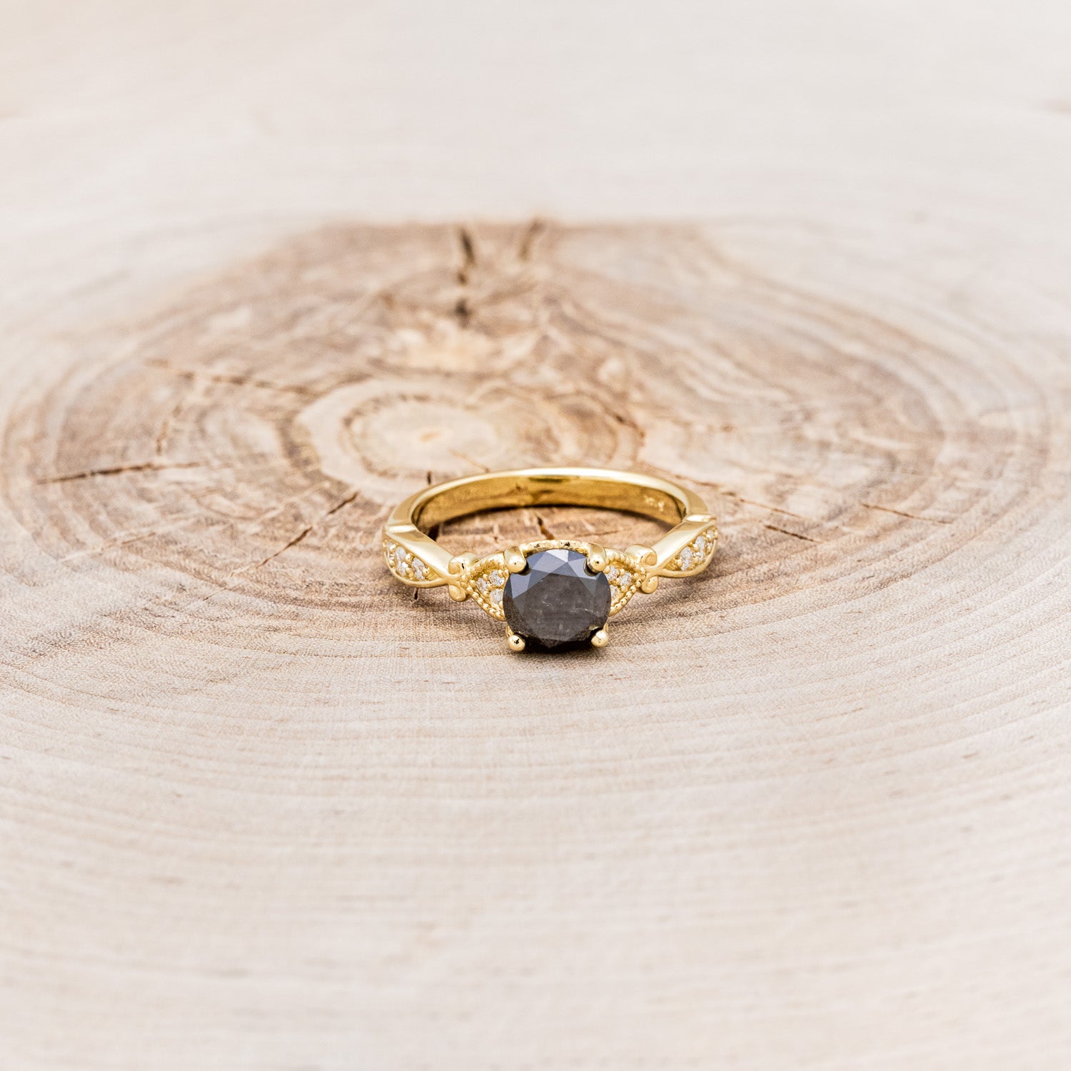 ROUND CUT SALT & PEPPER DIAMOND ENGAGEMENT RING WITH DIAMOND ACCENTS-4