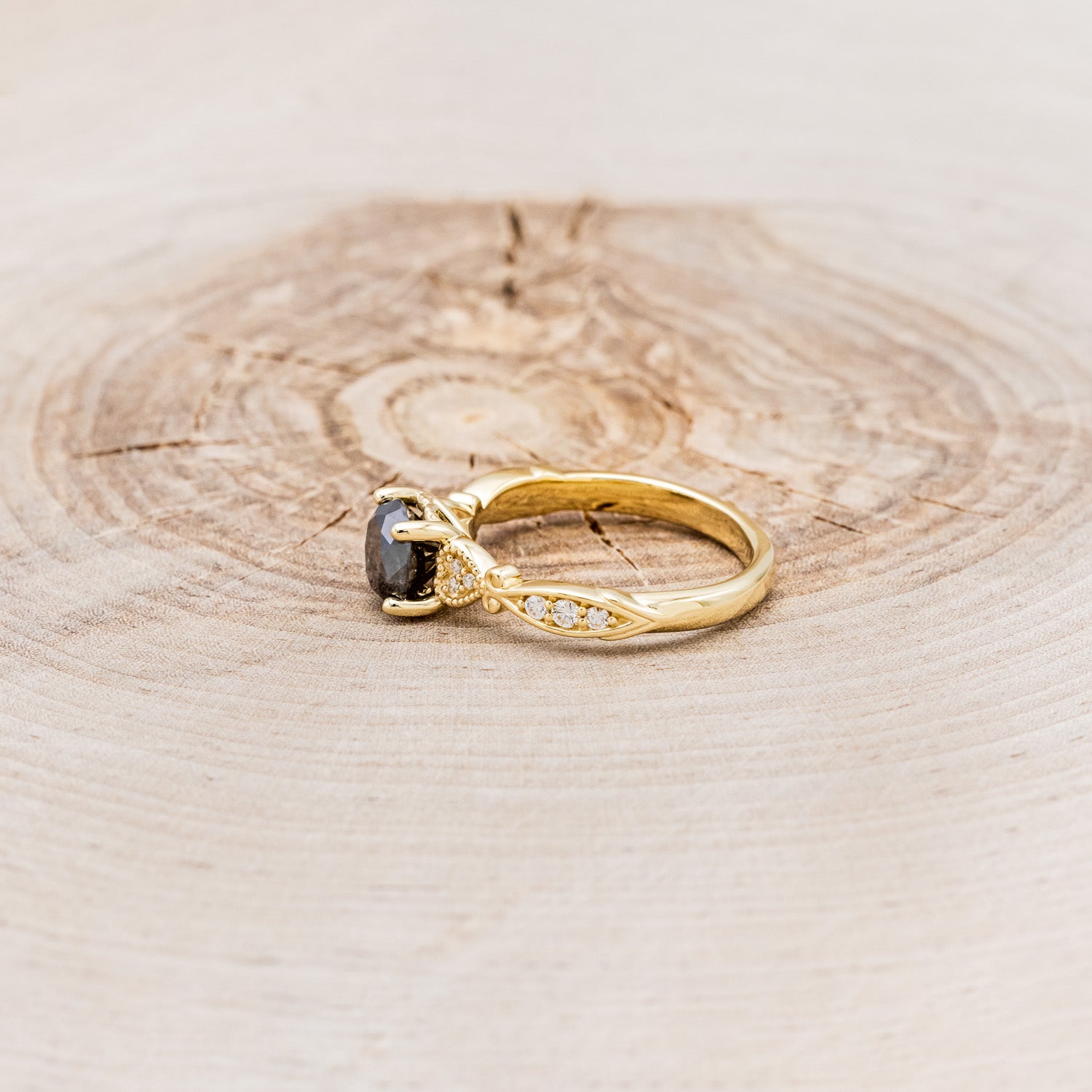 ROUND CUT SALT & PEPPER DIAMOND ENGAGEMENT RING WITH DIAMOND ACCENTS-3