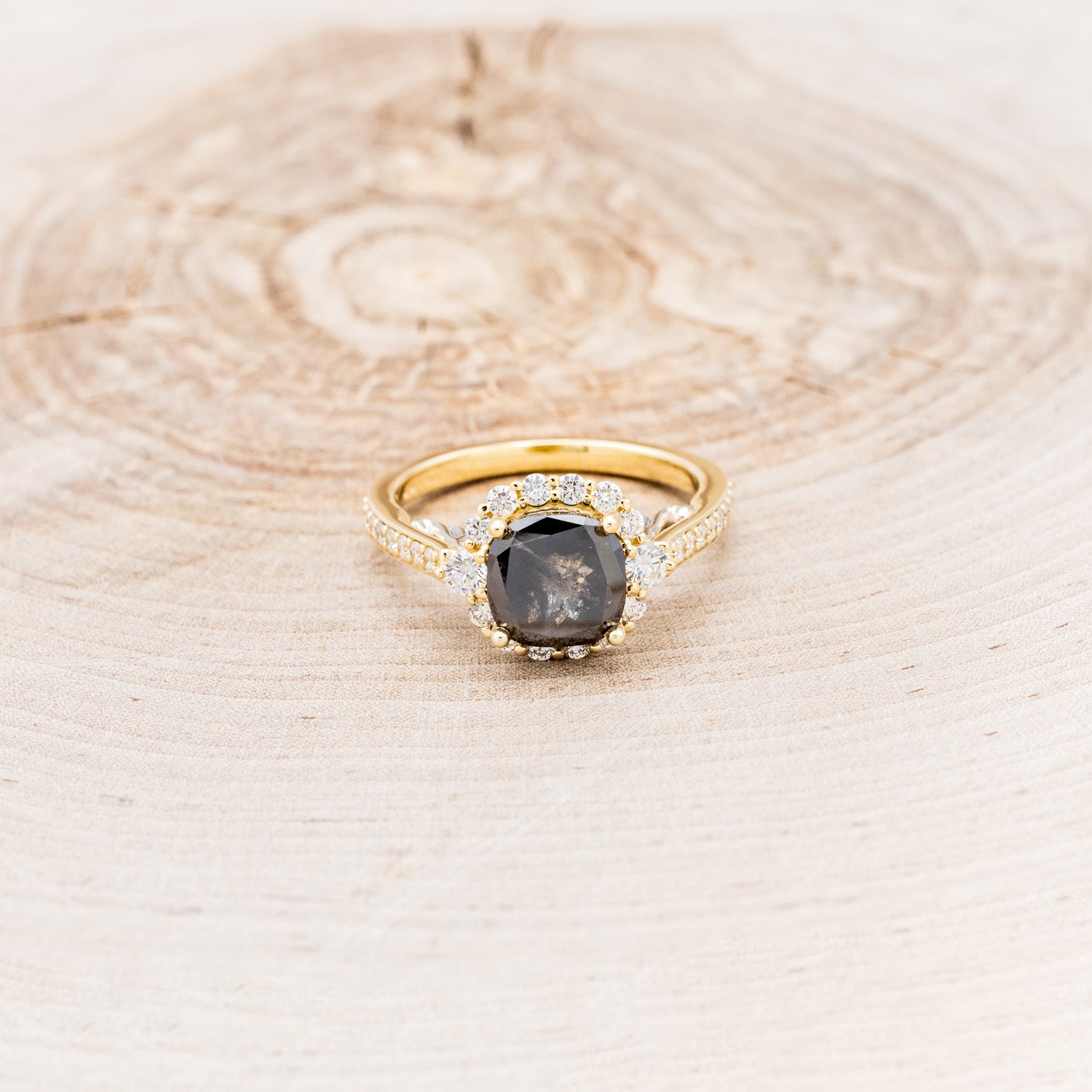 "OPHELIA" - ENGAGEMENT RING WITH DIAMOND HALO & ACCENTS - MOUNTING ONLY - SELECT YOUR OWN STONE-11