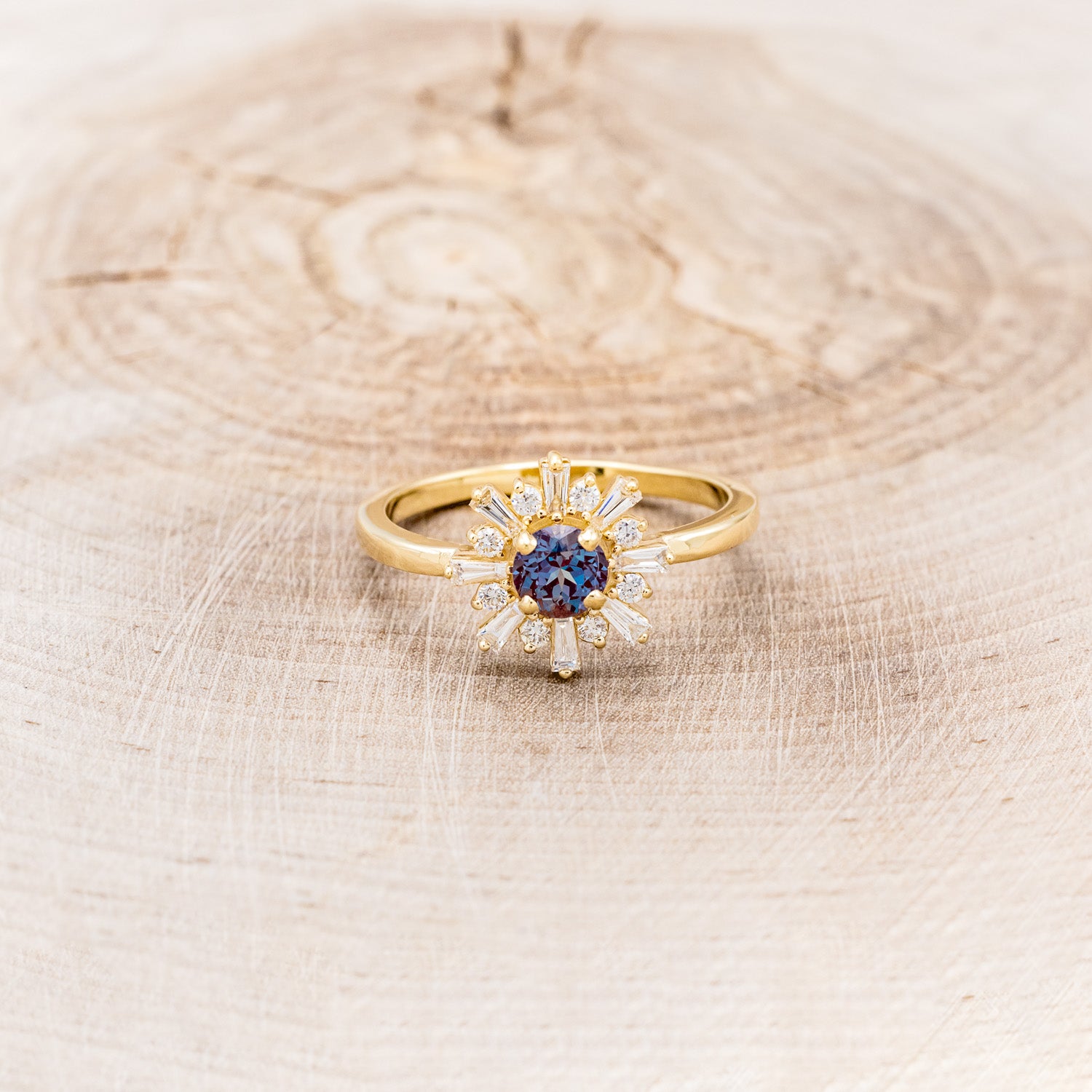 "SEREN" - ROUND CUT LAB-GROWN ALEXANDRITE ENGAGEMENT RING WITH DIAMOND HALO-4
