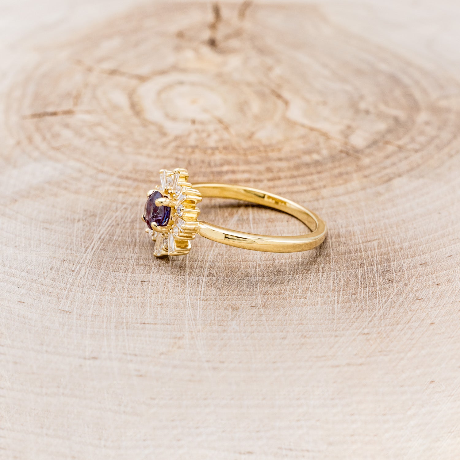"SEREN" - ROUND CUT LAB-GROWN ALEXANDRITE ENGAGEMENT RING WITH DIAMOND HALO-3