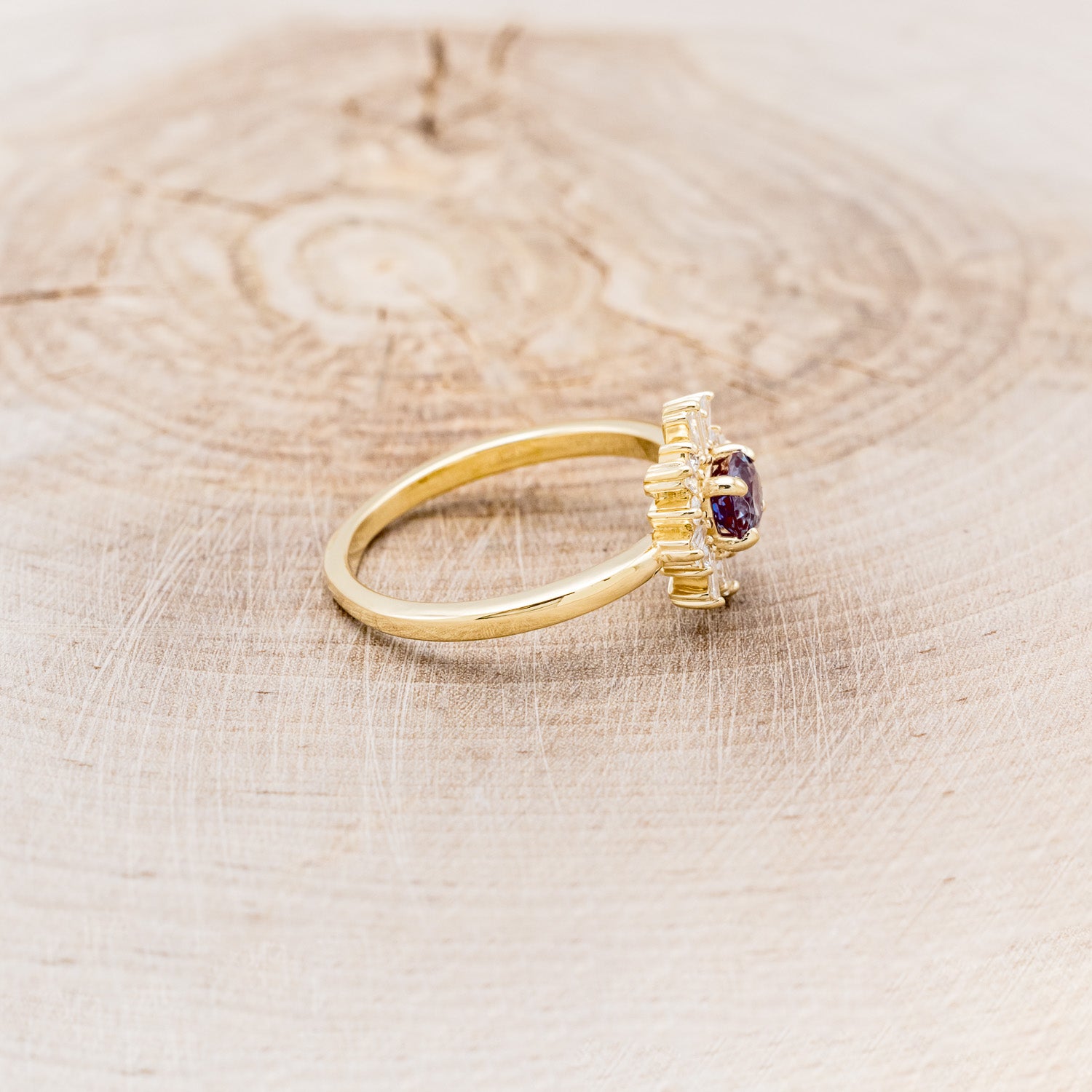 "SEREN" - ROUND CUT LAB-GROWN ALEXANDRITE ENGAGEMENT RING WITH DIAMOND HALO-2