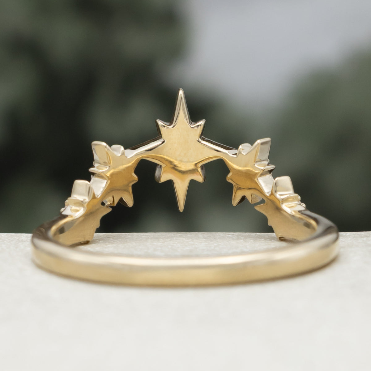 "Sidra" - Toi Et Moi Green Prasiolite Engagement Ring With Crescent Moon Moissanite-Staghead Designs