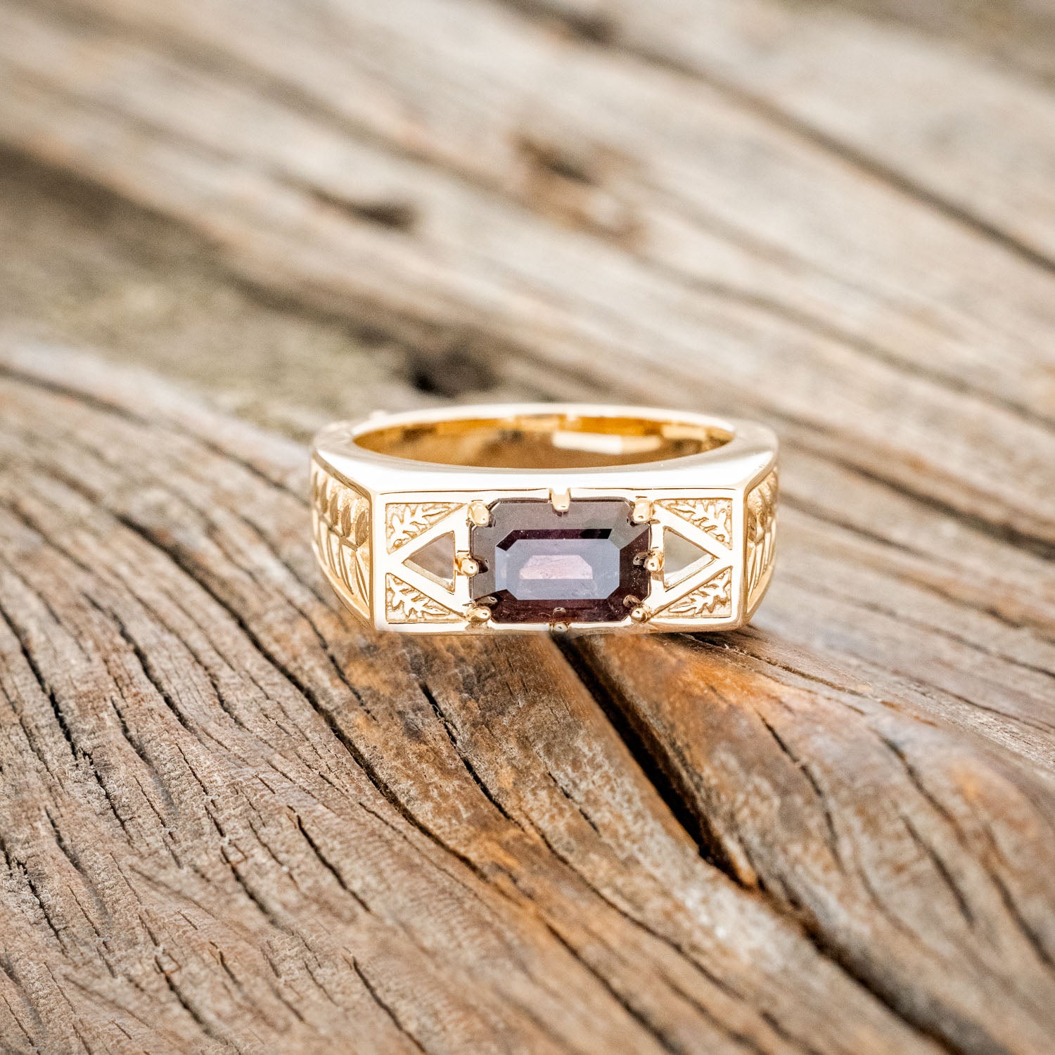 "FLINT" - FLORAL & FERN ACCENTED STYLE ENGAGEMENT RING - MOUNTING ONLY - SELECT YOUR OWN STONE-Staghead Designs