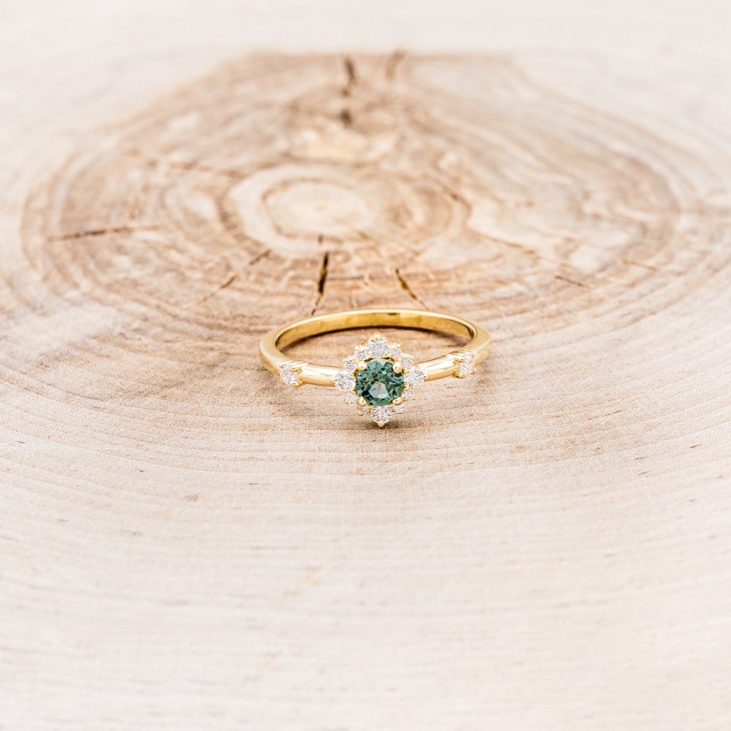 "STARLA" - ROUND CUT DENIM MONTANA SAPPHIRE STARBURST ENGAGEMENT RING-17