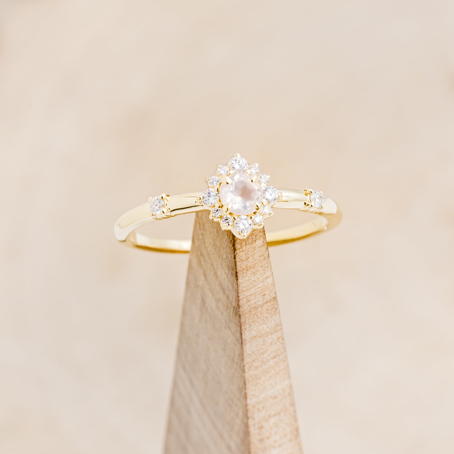 "STARLA" - ROUND CUT ENGAGEMENT RING WITH STARBURST DIAMOND HALO-24