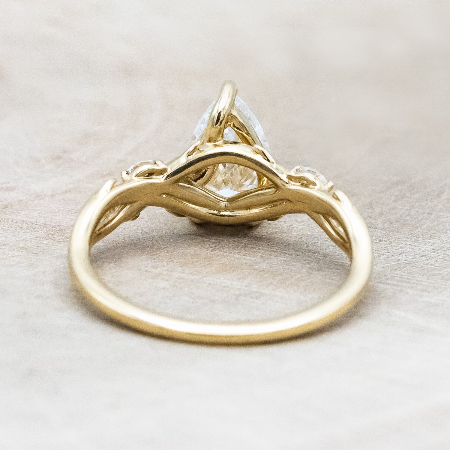 "TRISTAN" - PEAR CUT LAB-GROWN DIAMOND ENGAGEMENT RING WITH DIAMOND ACCENTS & BRANCH-STYLE BAND-Staghead Designs