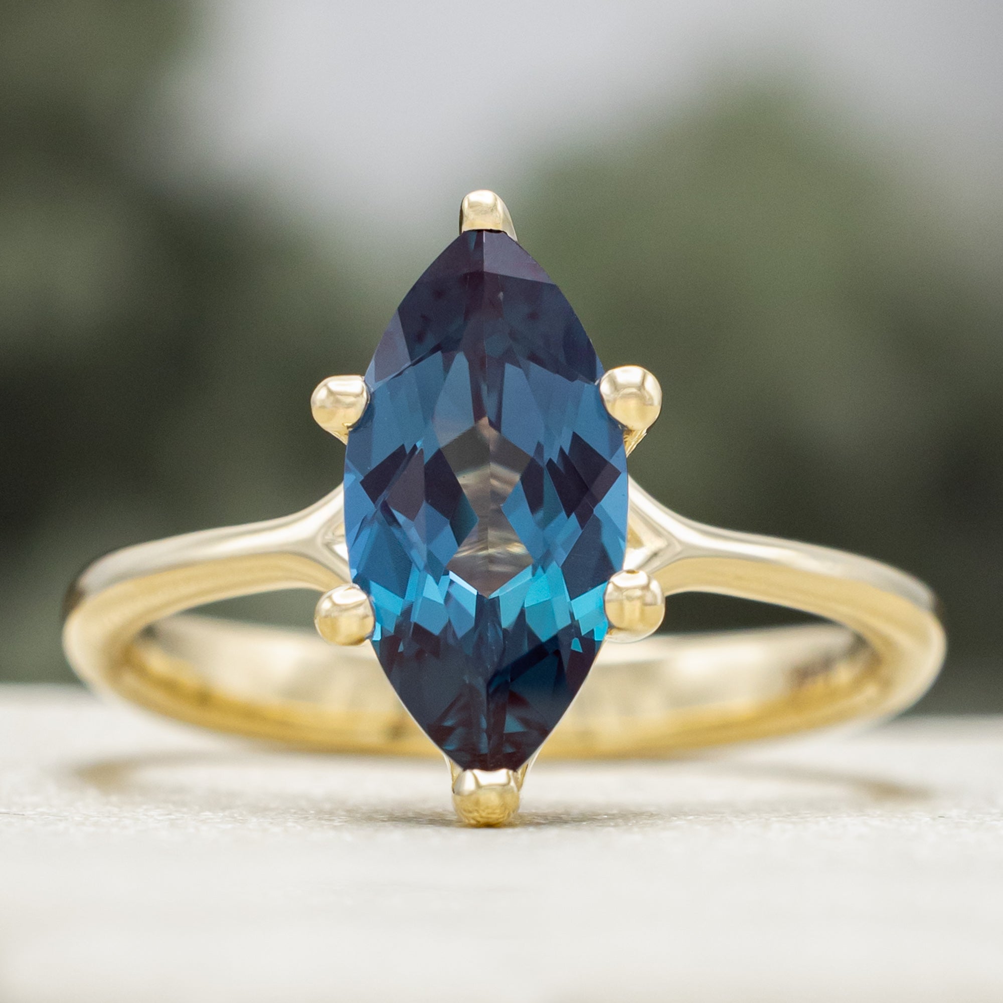 "TULIP" - MARQUISE CUT CENTER STONE SOLITAIRE ENGAGEMENT RING-Staghead Designs