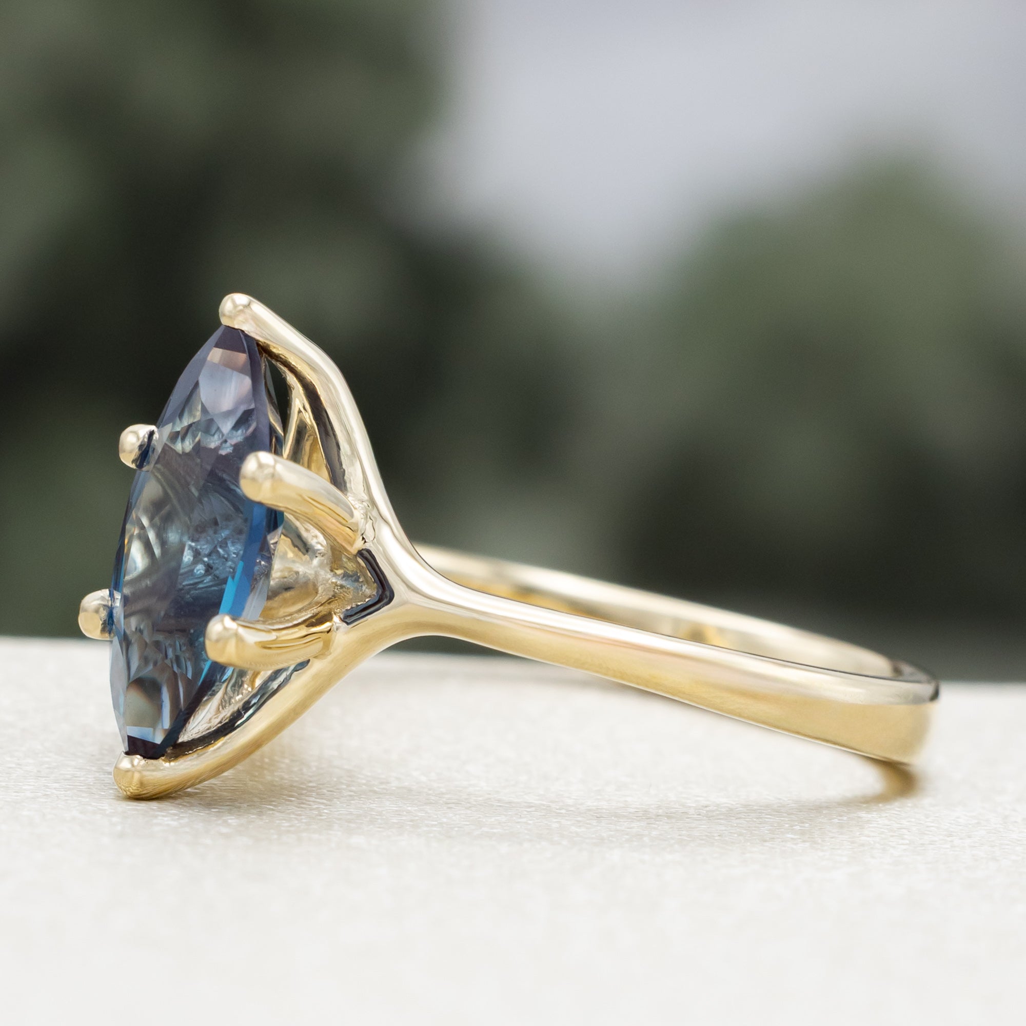 "TULIP" - MARQUISE CUT CENTER STONE SOLITAIRE ENGAGEMENT RING-Staghead Designs