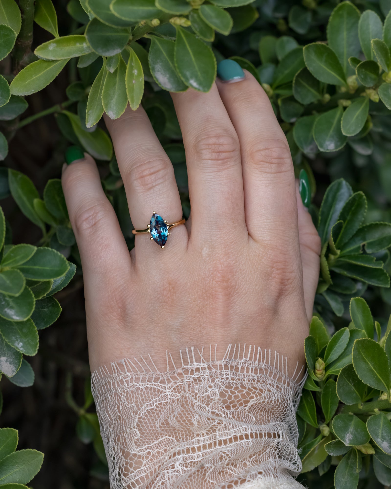 "TULIP" - MARQUISE CUT CENTER STONE SOLITAIRE ENGAGEMENT RING-Staghead Designs