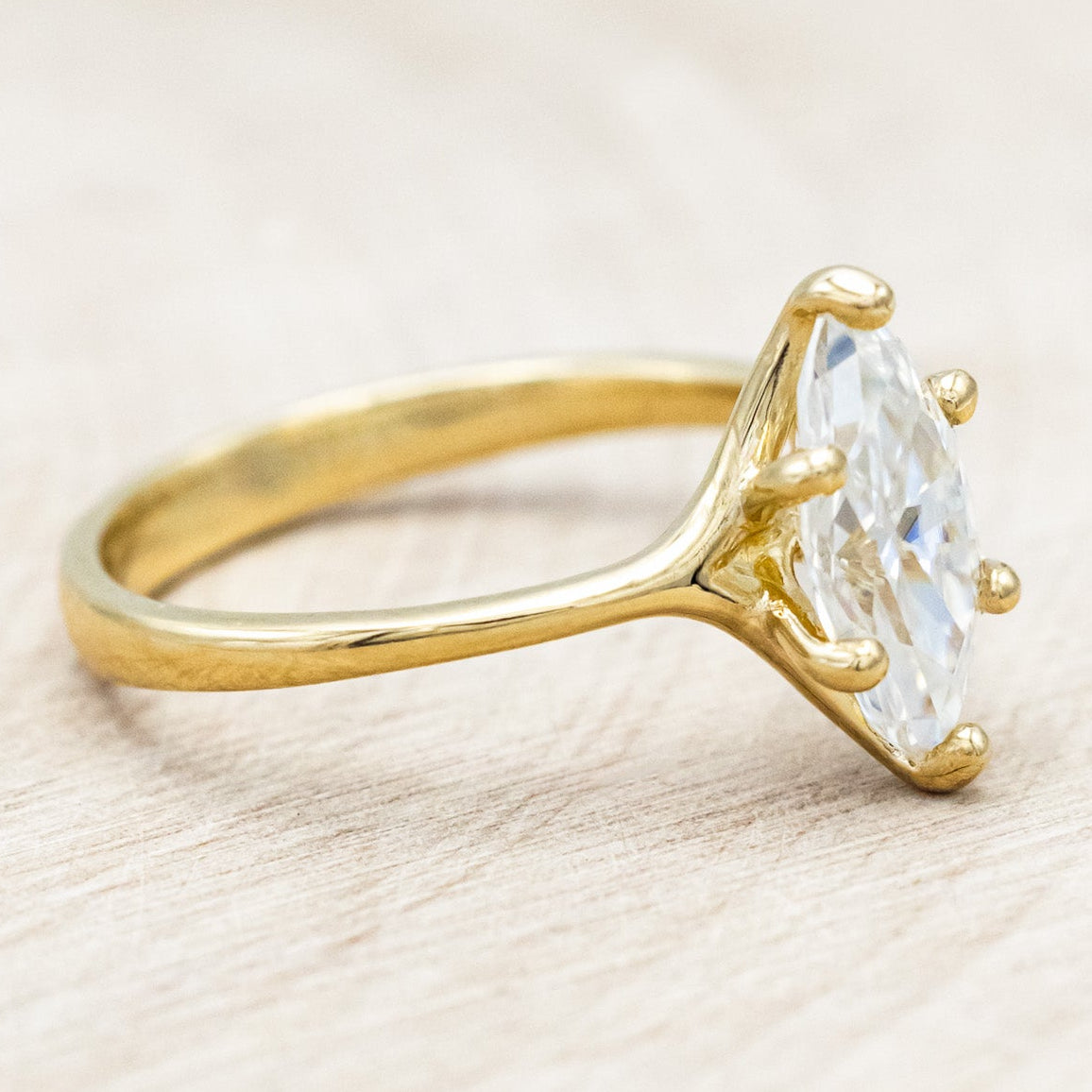 "TULIP" - MARQUISE MOISSANITE ENGAGEMENT RING WITH "IDHAL" DIAMOND STACKING BAND-Staghead Designs